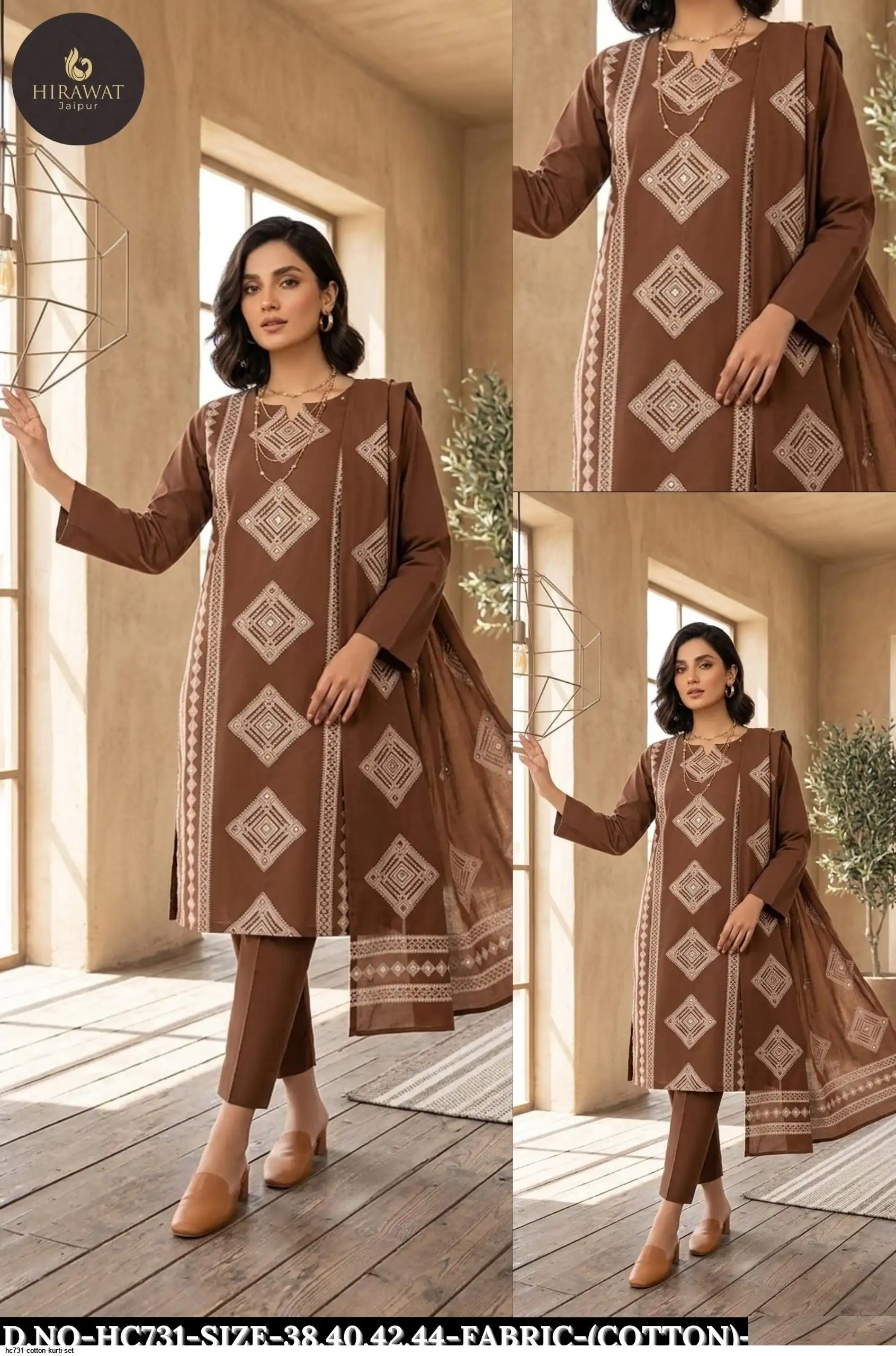 HC731 COTTON KURTI SET D