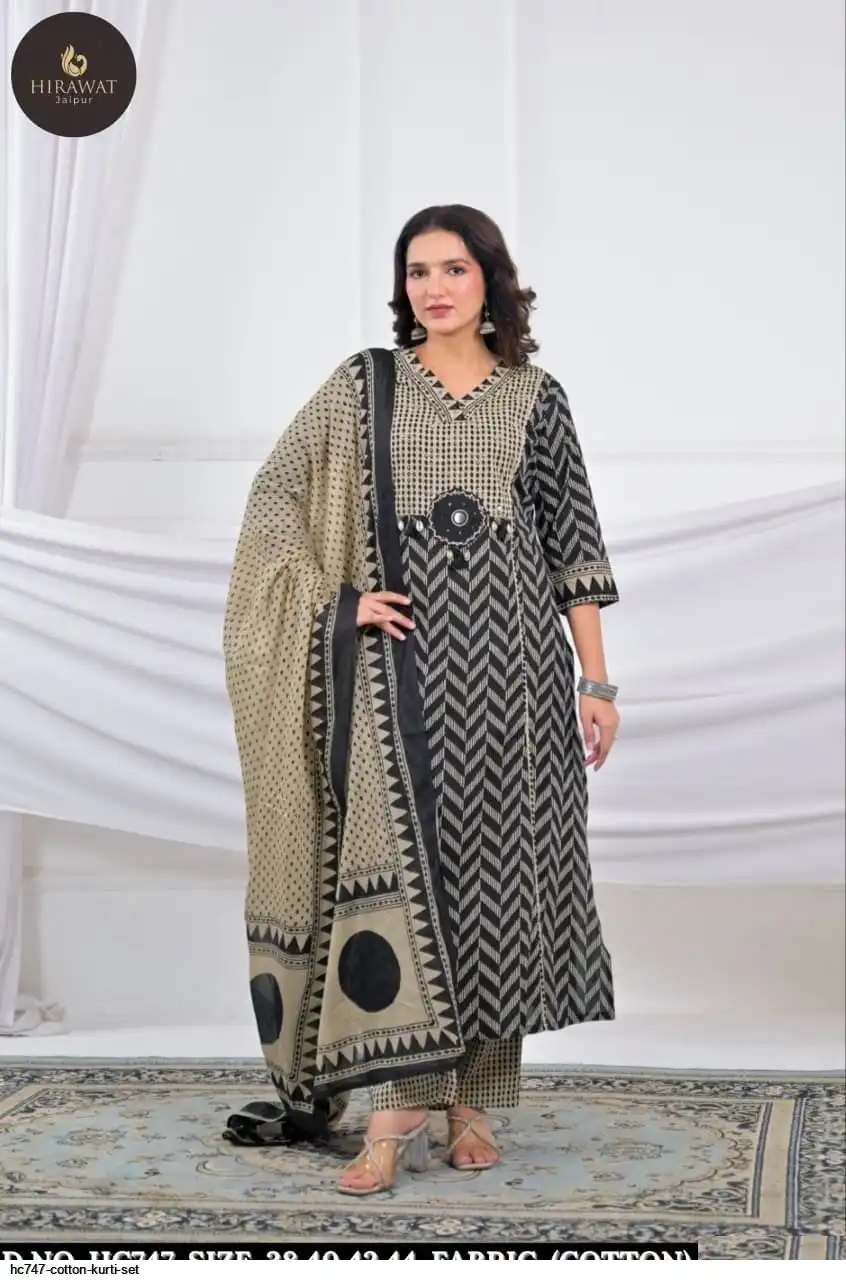 HC747 COTTON KURTI SET D