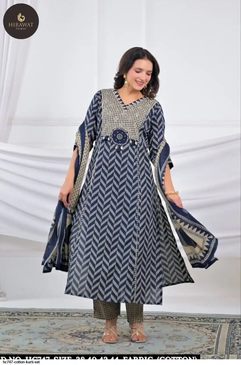 HC747 COTTON KURTI SET C