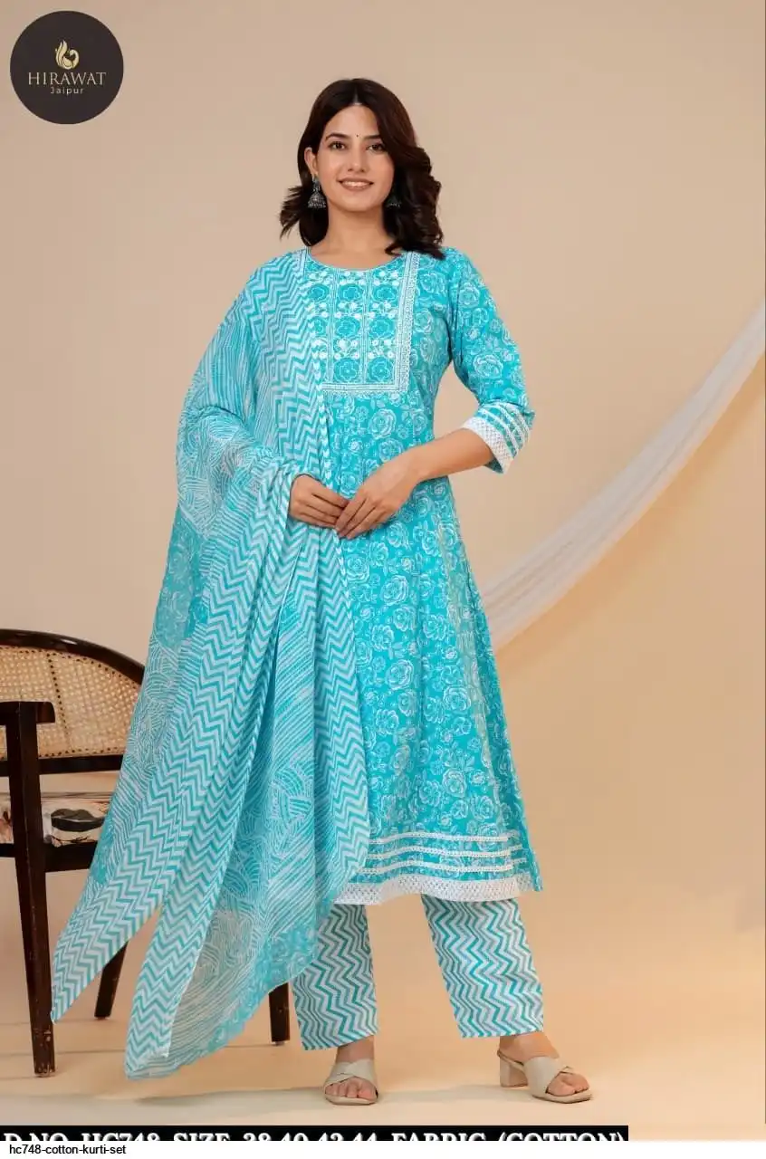HC748 COTTON KURTI SET C