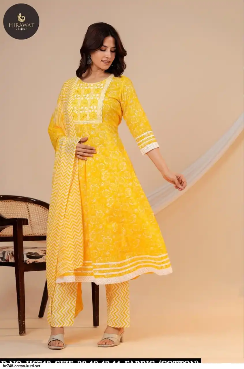 HC748 COTTON KURTI SET D