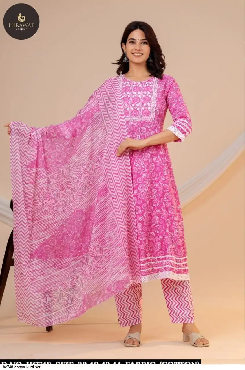 HC748 COTTON KURTI SET B
