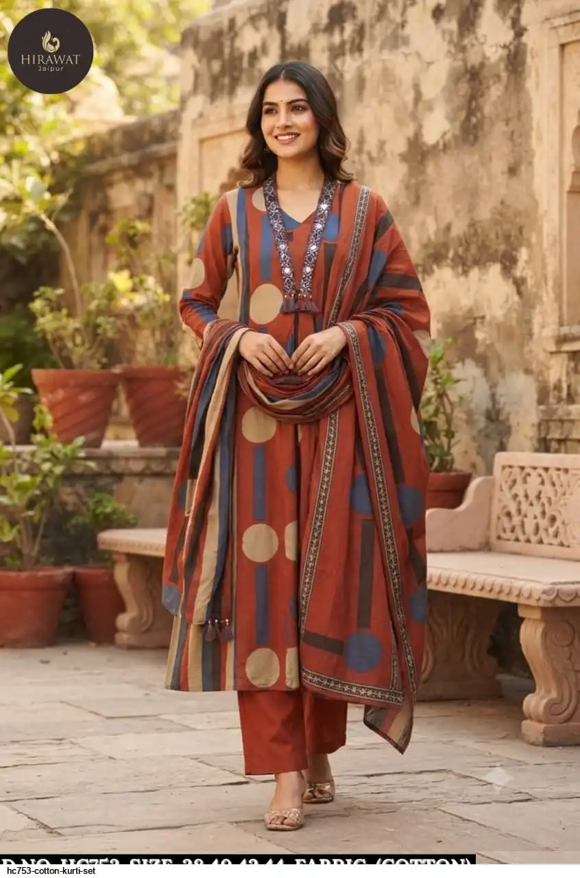 HC753 COTTON KURTI SET C