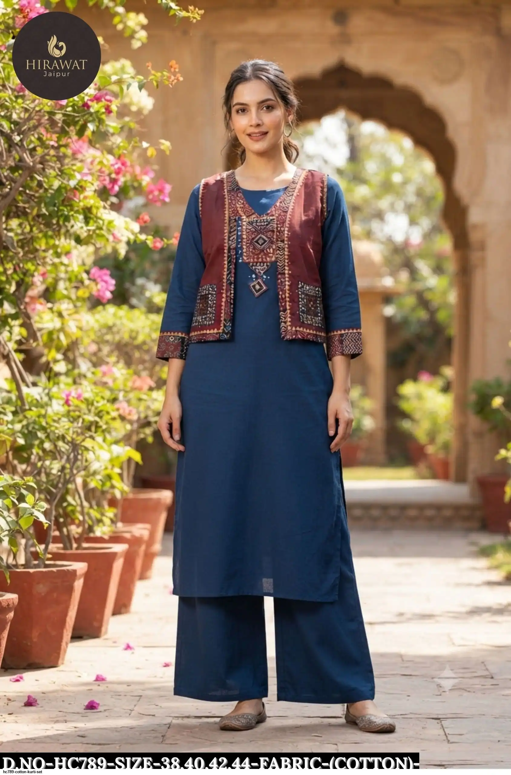 HC789 COTTON KURTI SET D