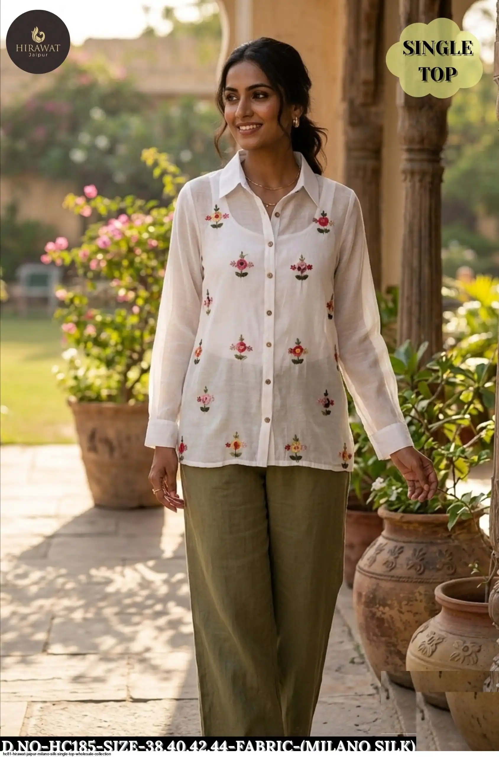 HIRAWAT JAIPUR MILANO SILK SINGLE TOP WHOLESALE COLLECTION HC185