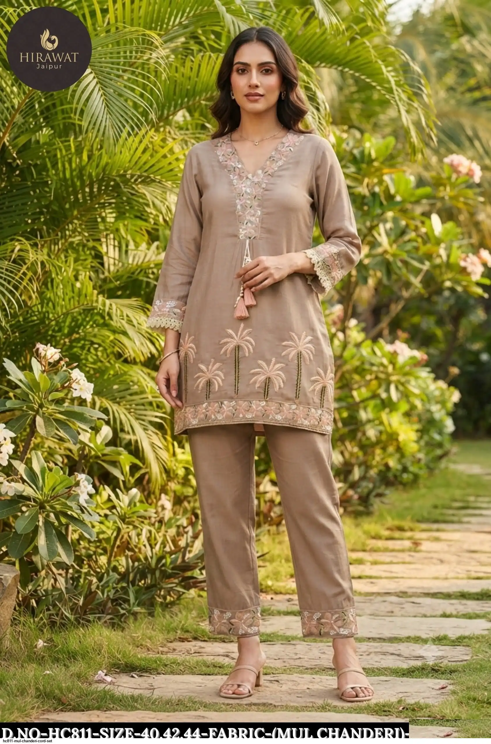 HC811 MUL CHANDERI CORD SET D