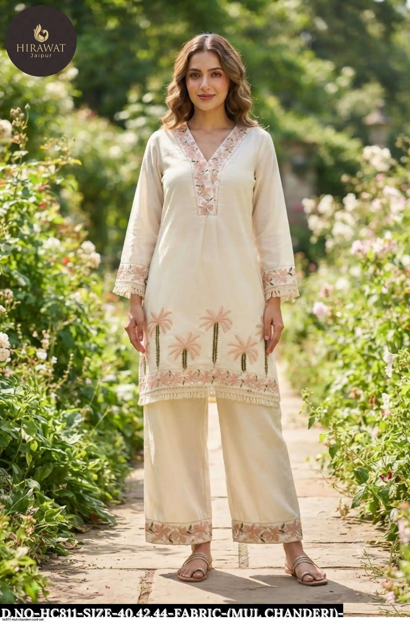 HC811 MUL CHANDERI CORD SET A