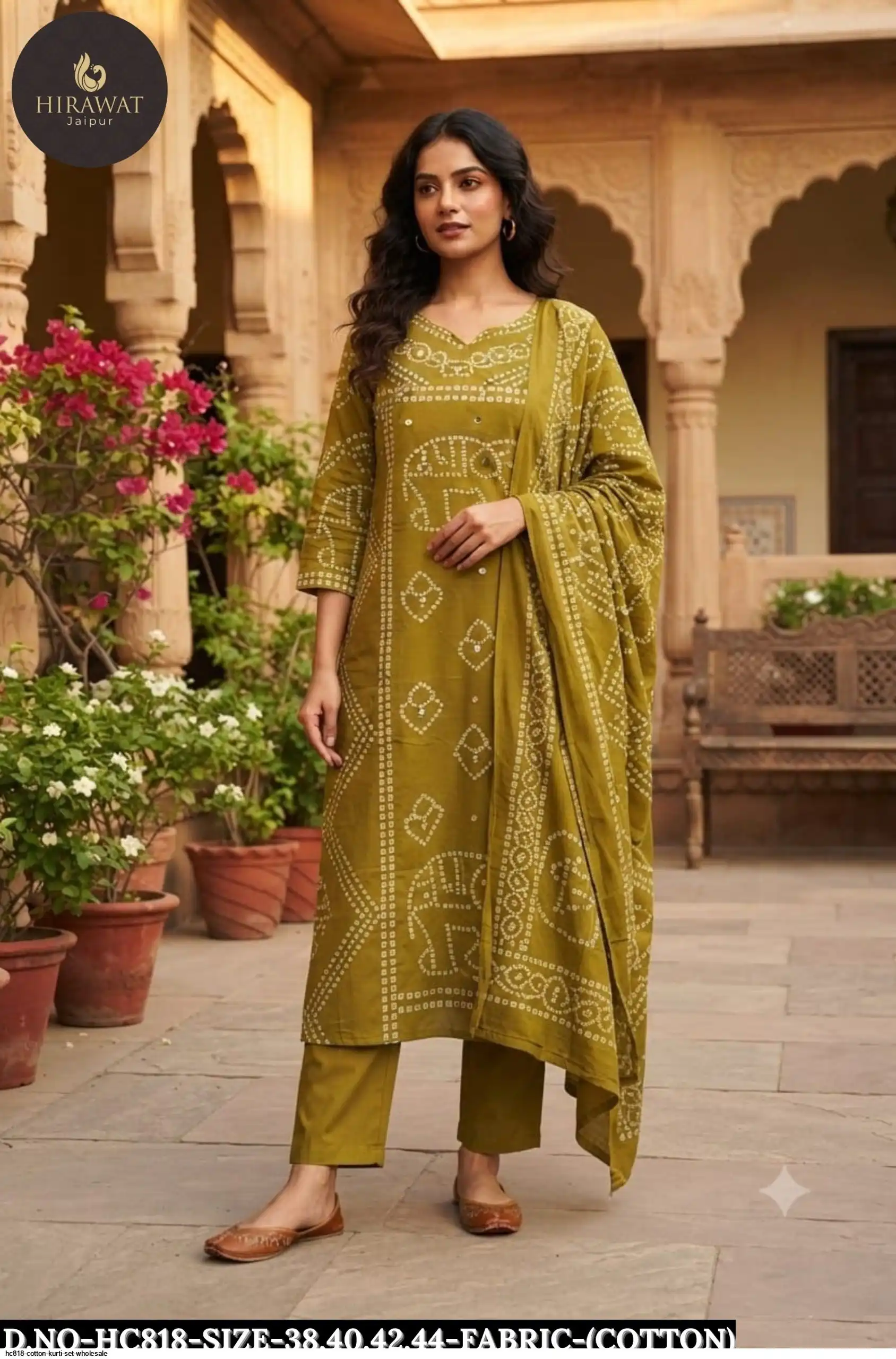 HC818 COTTON KURTI SET WHOLESALE C