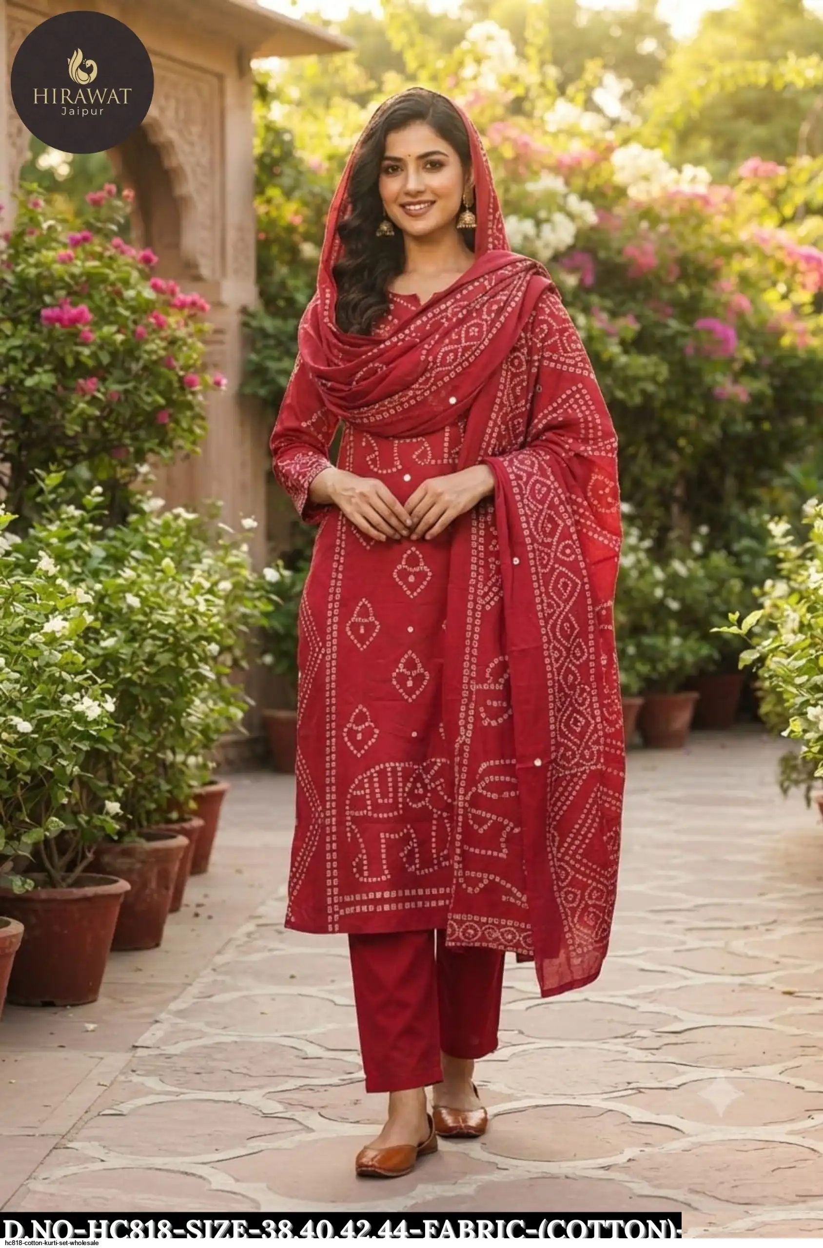 HC818 COTTON KURTI SET WHOLESALE B