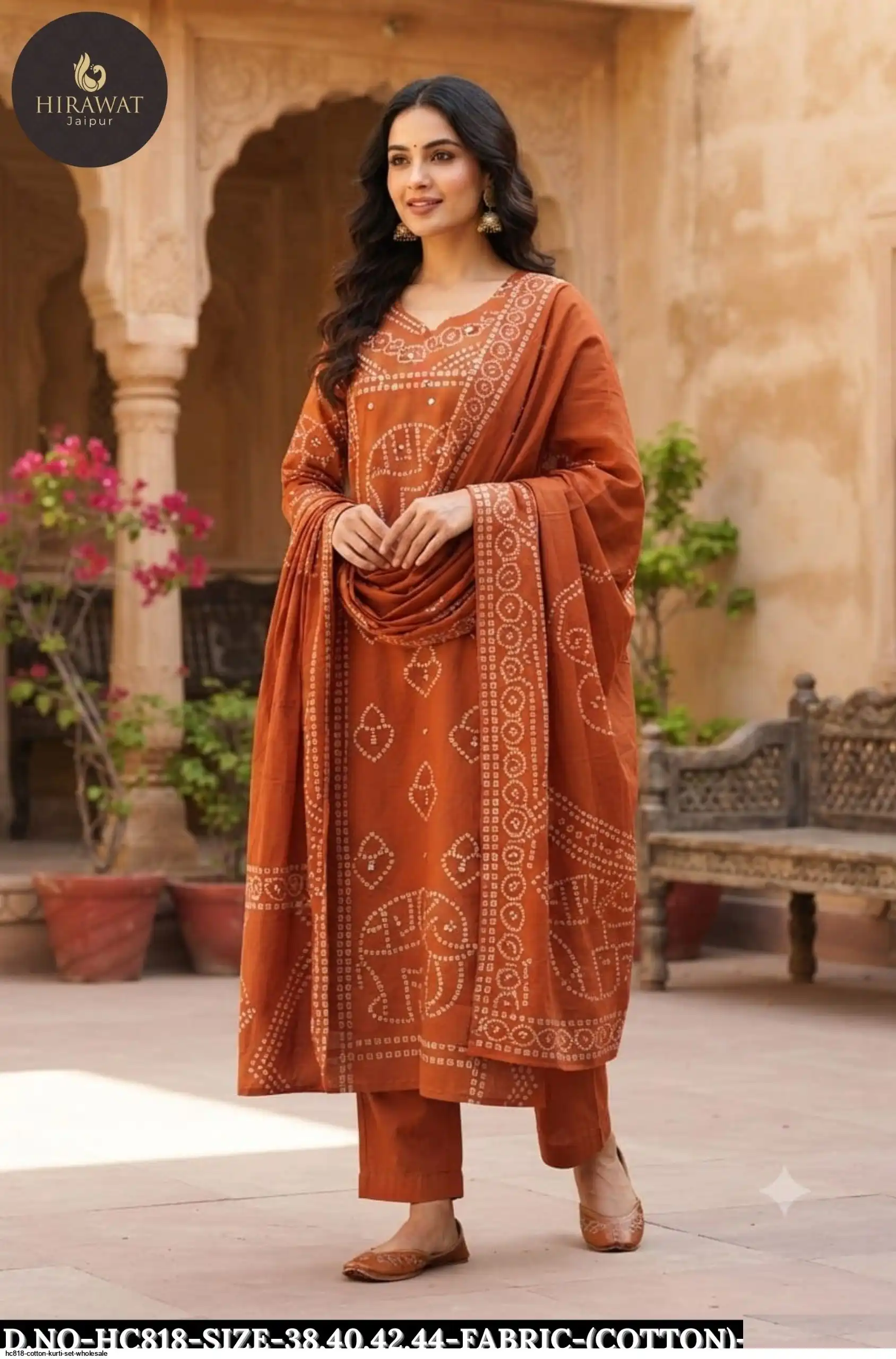 HC818 COTTON KURTI SET WHOLESALE A