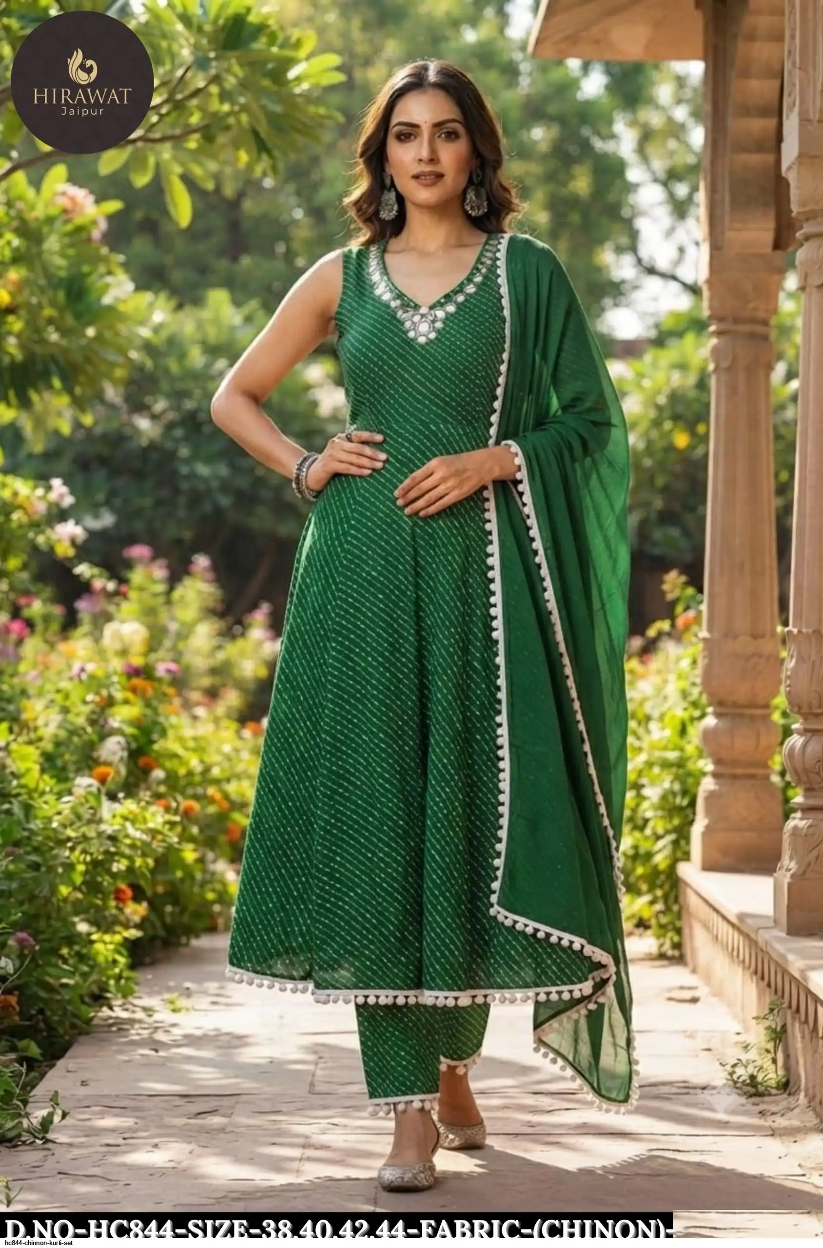 HC844 DESIGNER CHINNON KURTI SET B