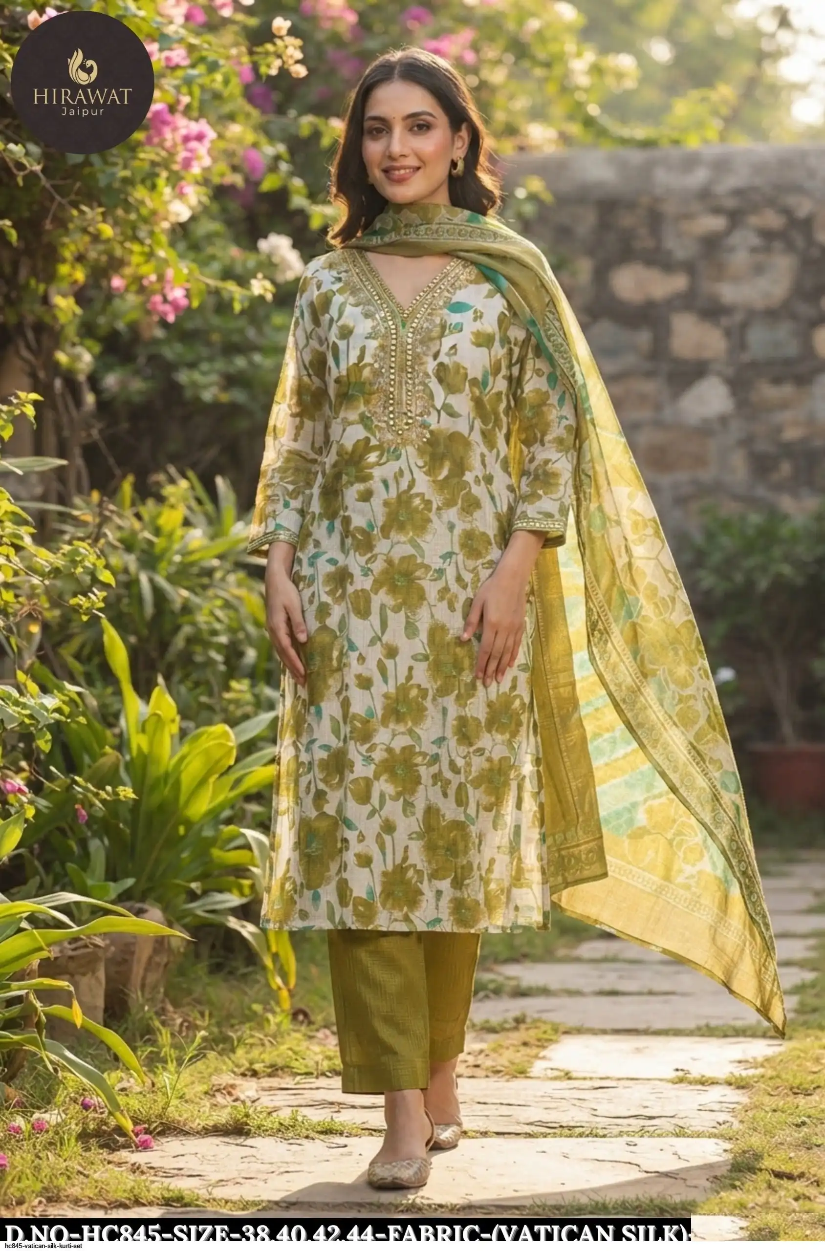 HC845 VATICAN SILK KURTI SET A