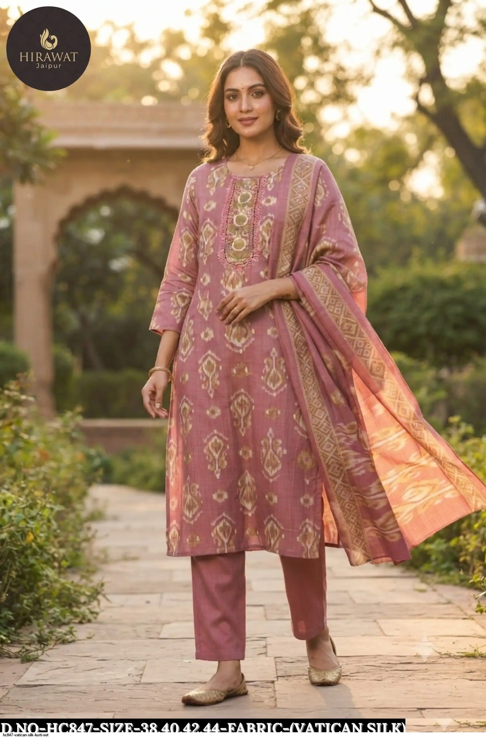 HC847 VATICAN SILK KURTI SET A