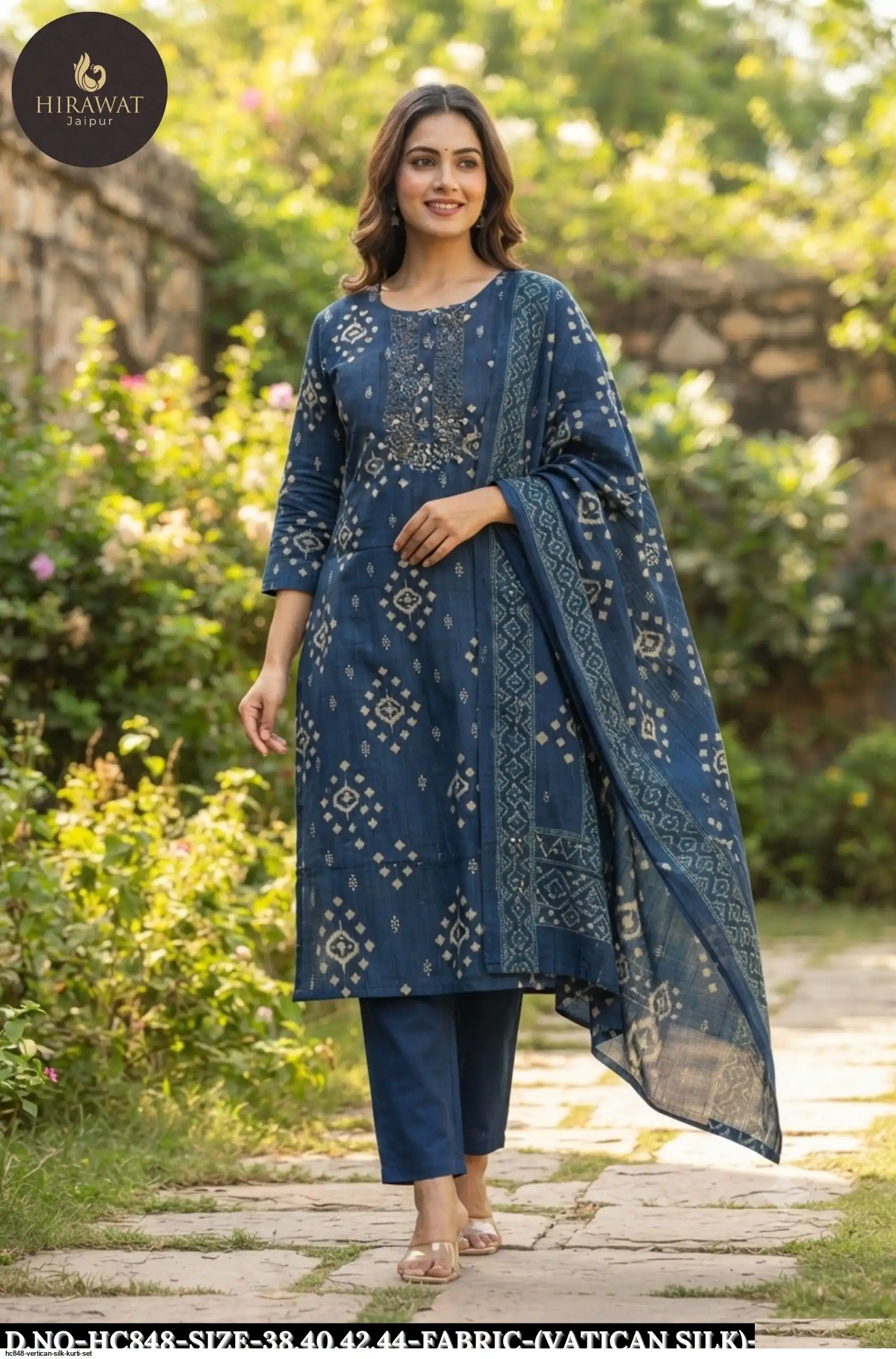 HC848 VERTICAN SILK KURTI SET B