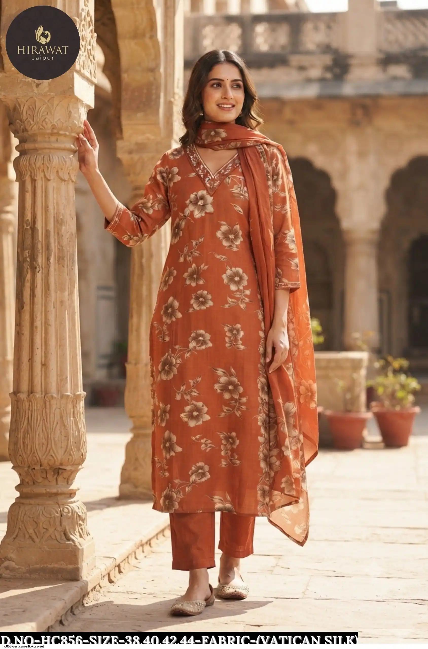 HC856 VERTICAN SILK KURTI SET B