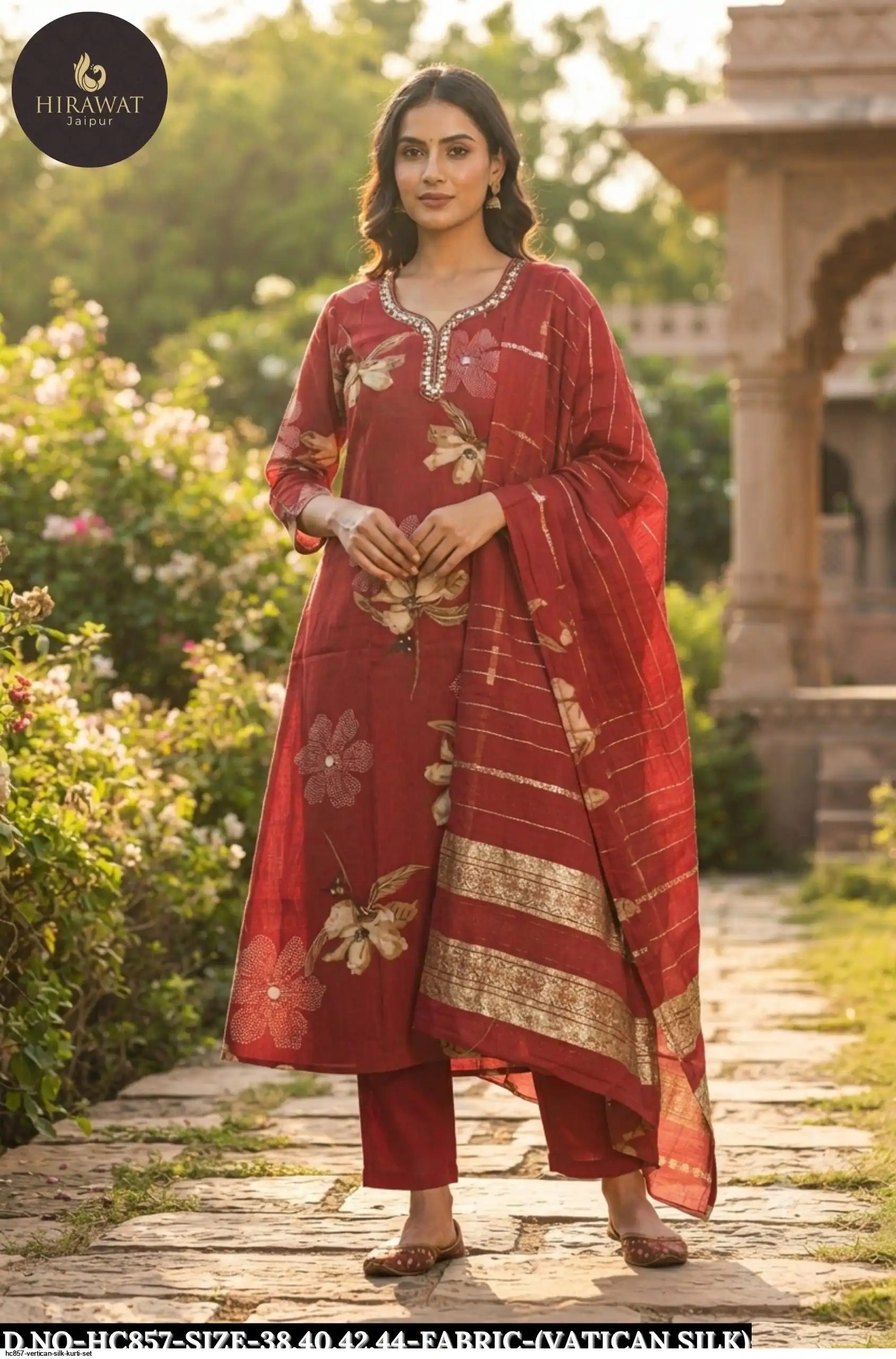 HC857 VERTICAN SILK KURTI SET B