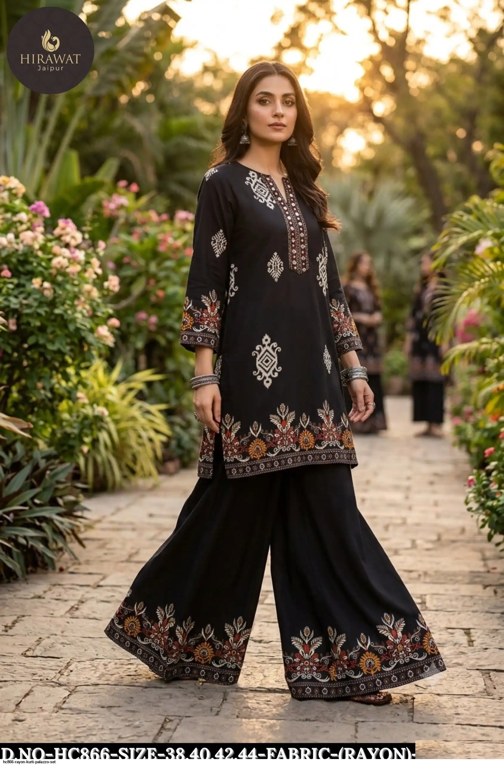 HC866 RAYON KURTI PALAZZO SET A