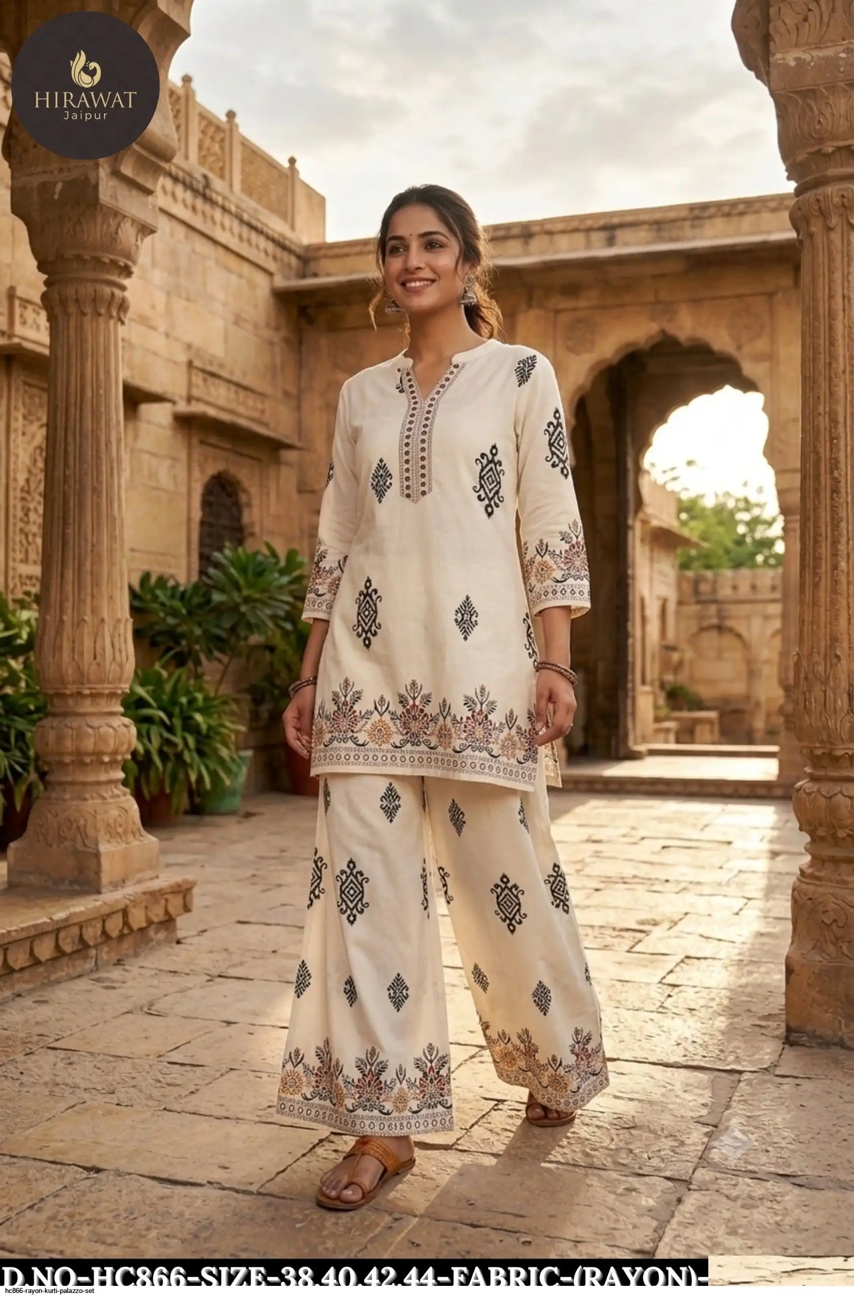 HC866 RAYON KURTI PALAZZO SET C