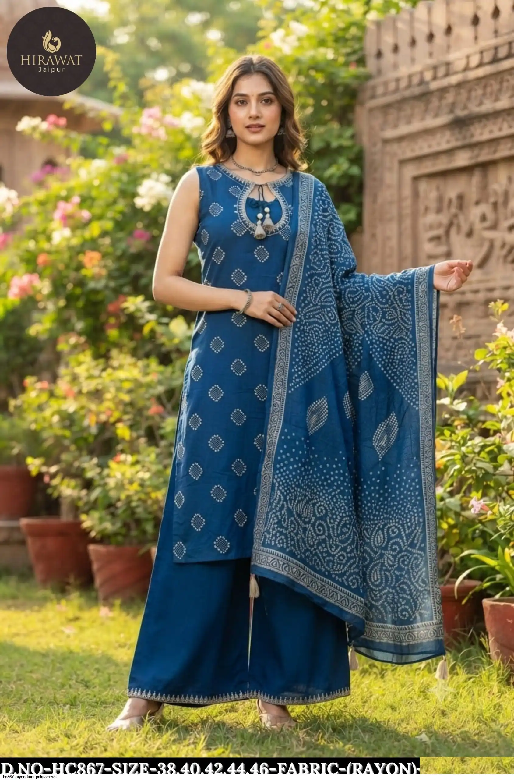HC867 RAYON KURTI PALAZZO SET D