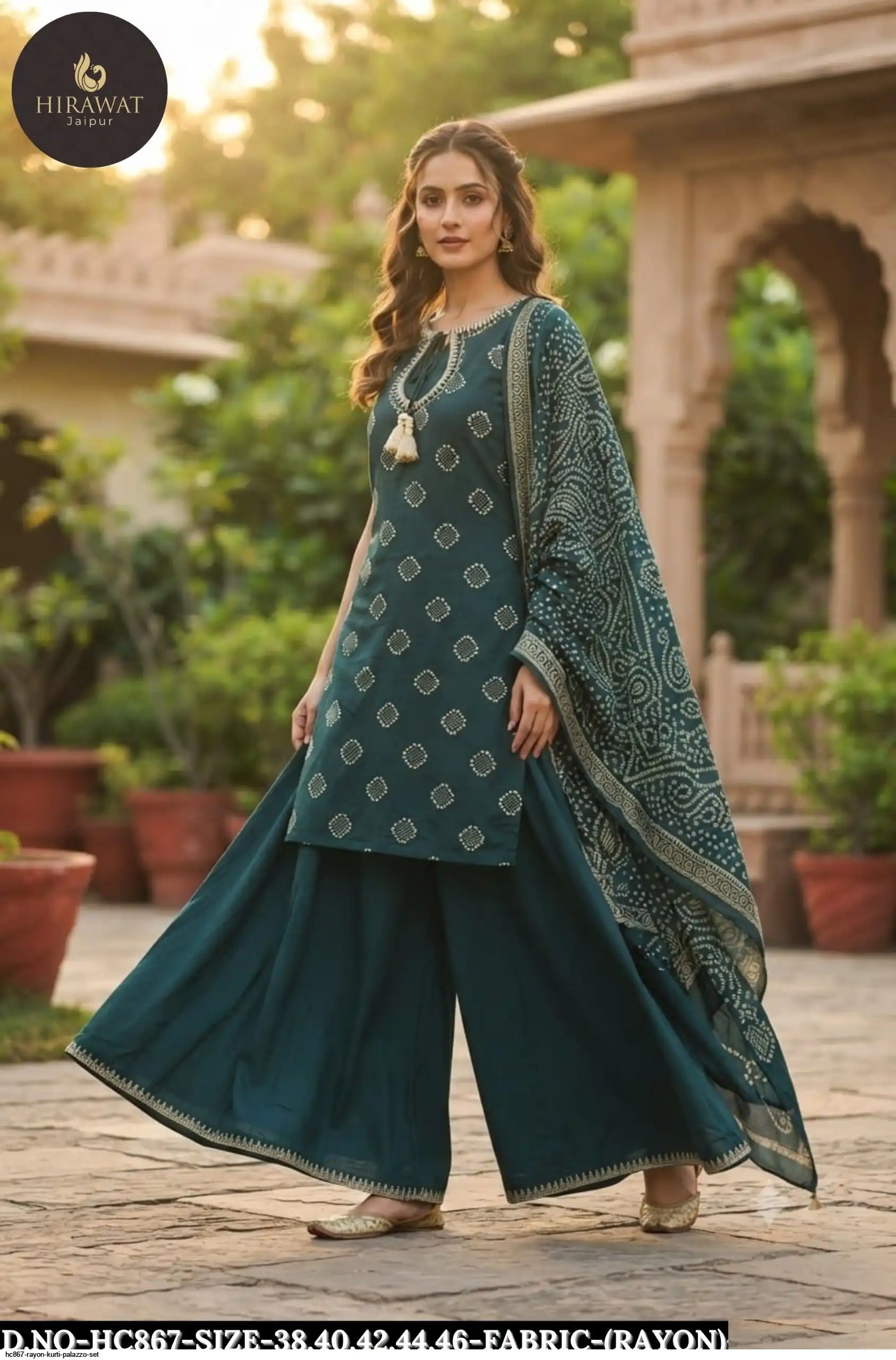 HC867 RAYON KURTI PALAZZO SET A