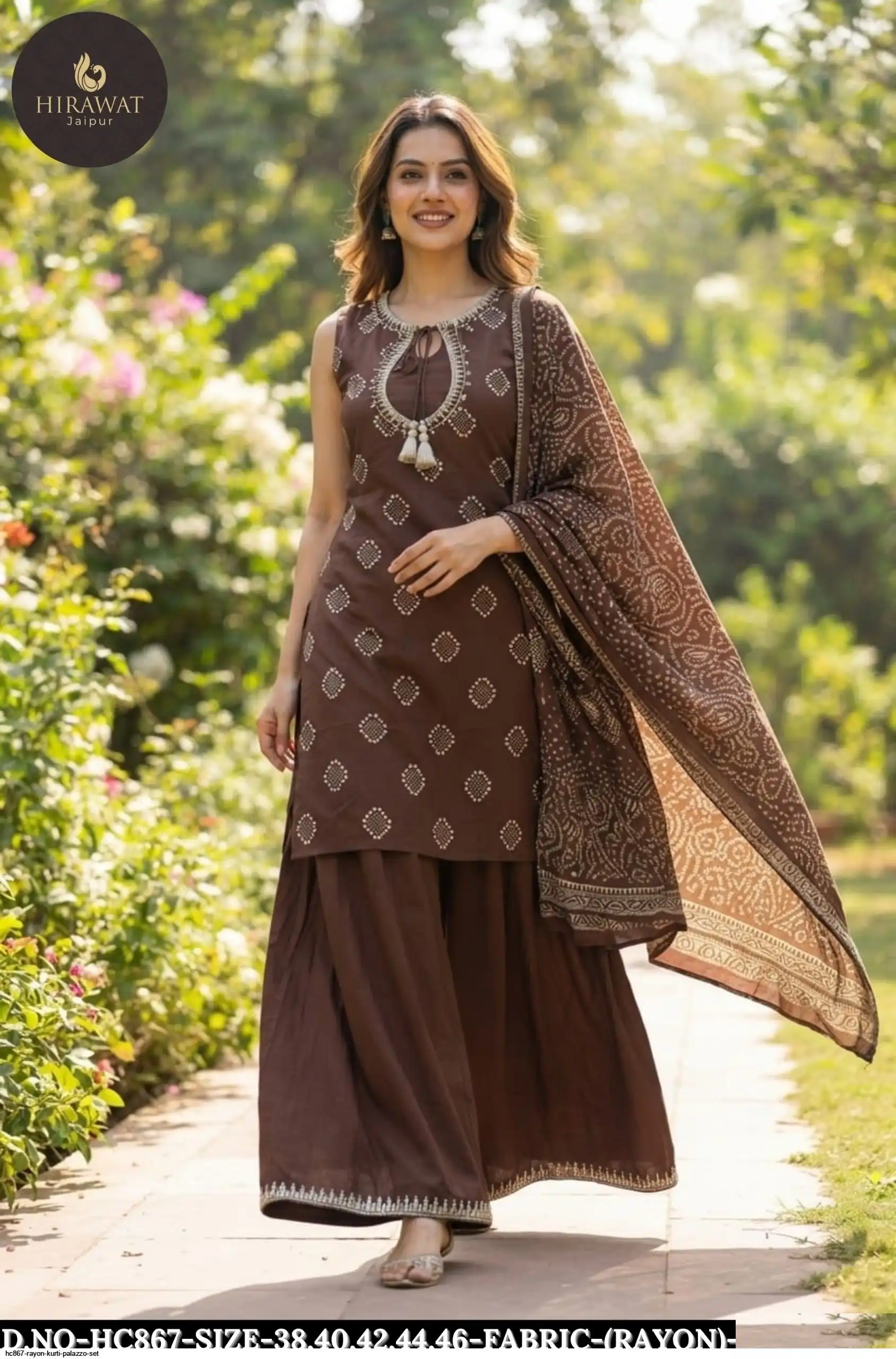 HC867 RAYON KURTI PALAZZO SET B