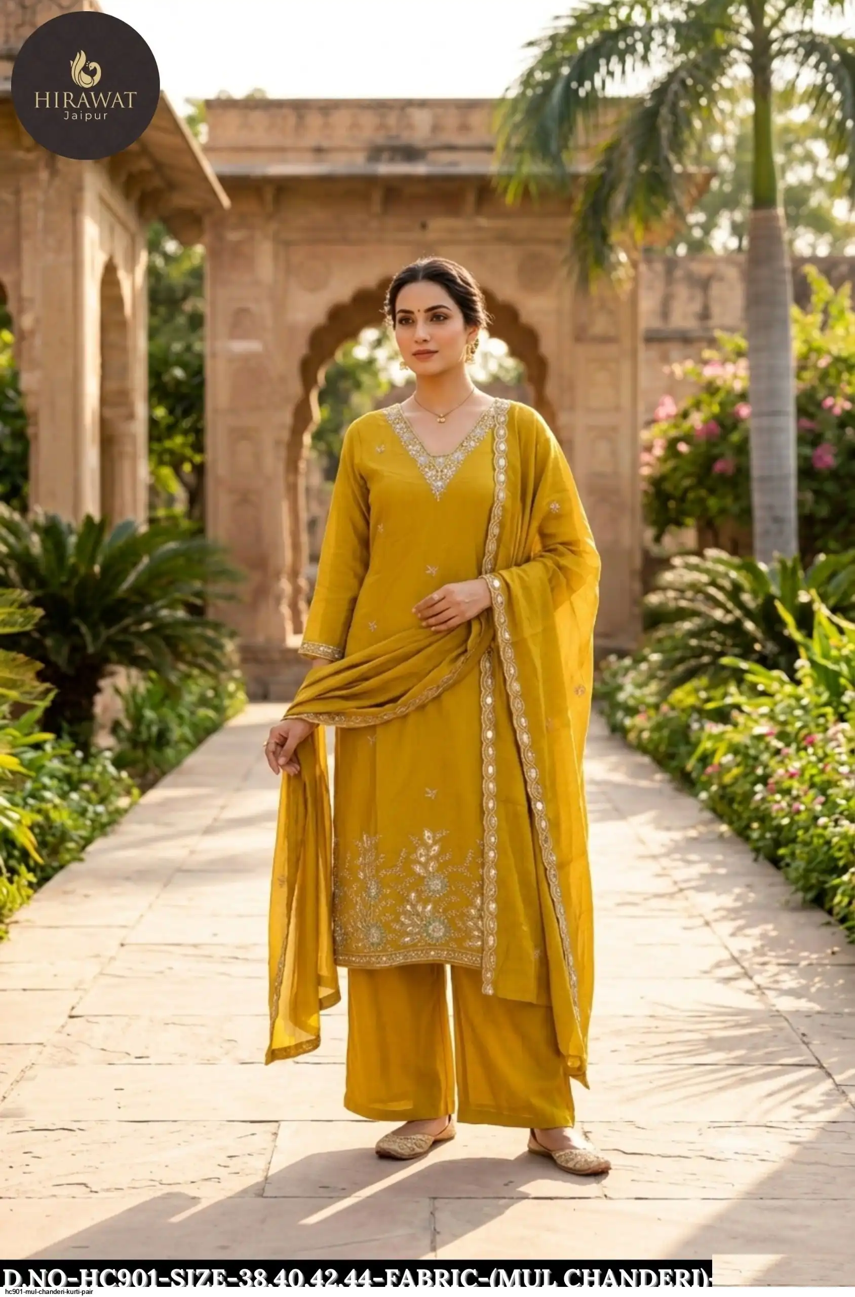 HC901 MUL CHANDERI KURTI PAIR A