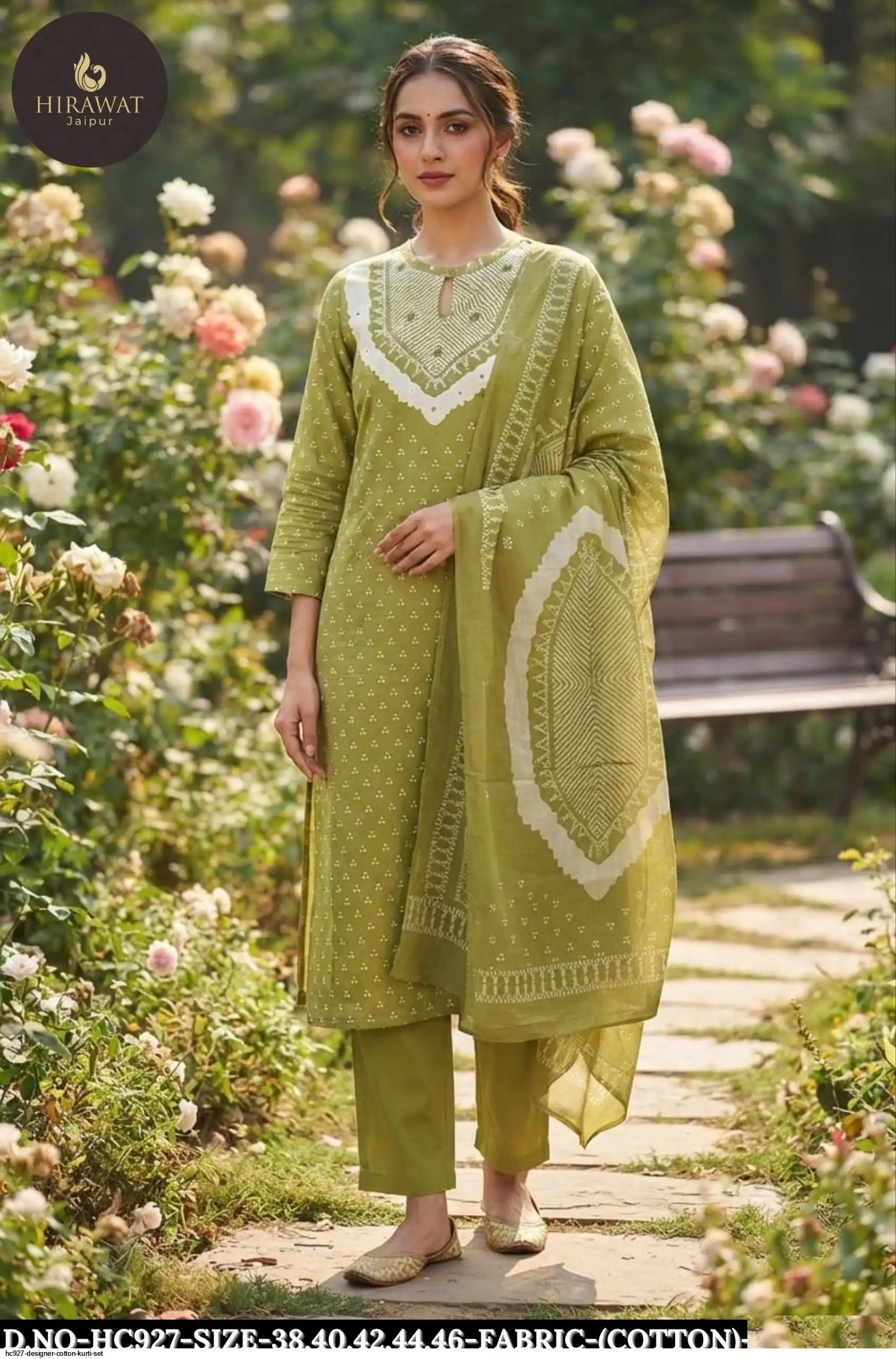 HC927 DESIGNER COTTON KURTI SET D