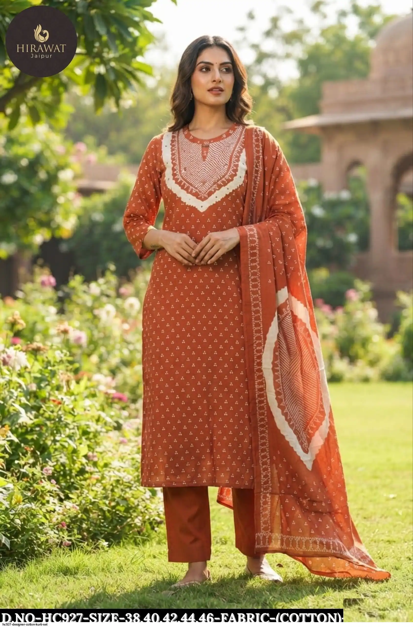 HC927 DESIGNER COTTON KURTI SET A