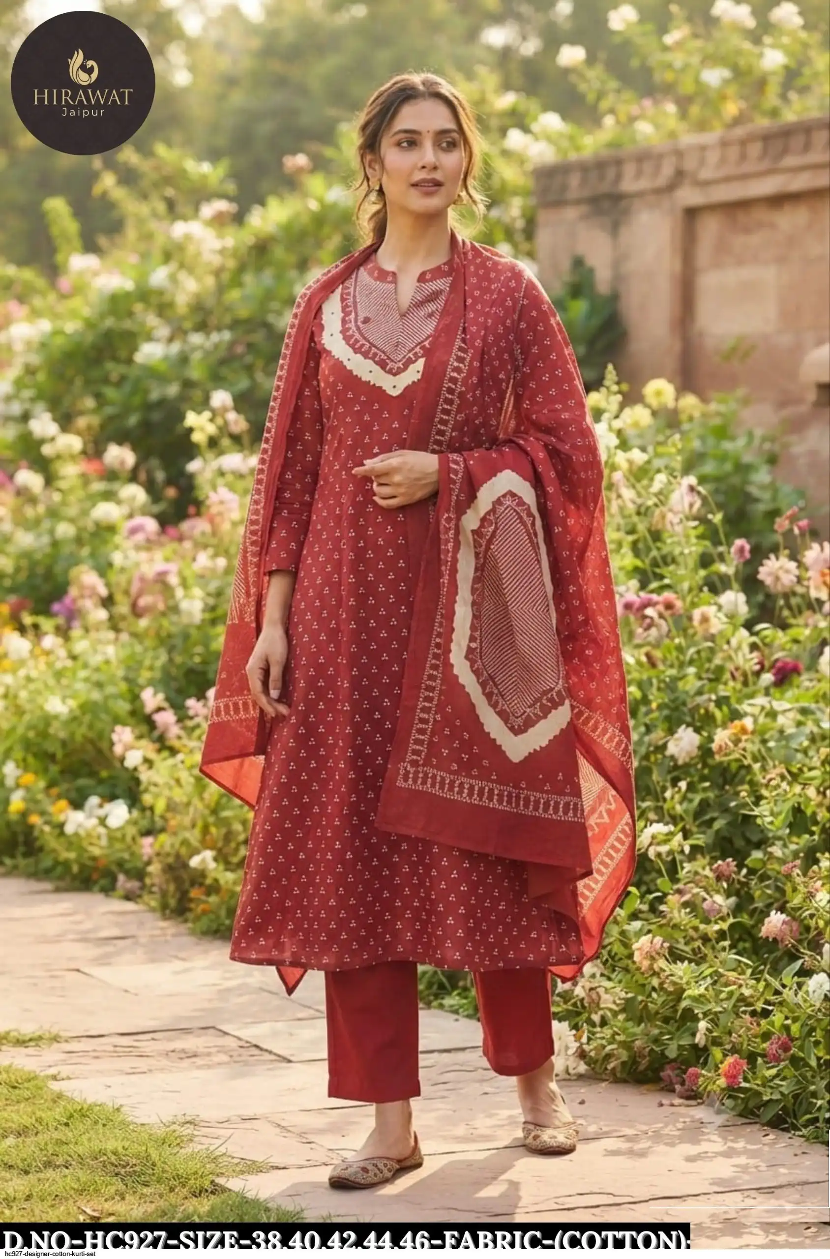 HC927 DESIGNER COTTON KURTI SET B