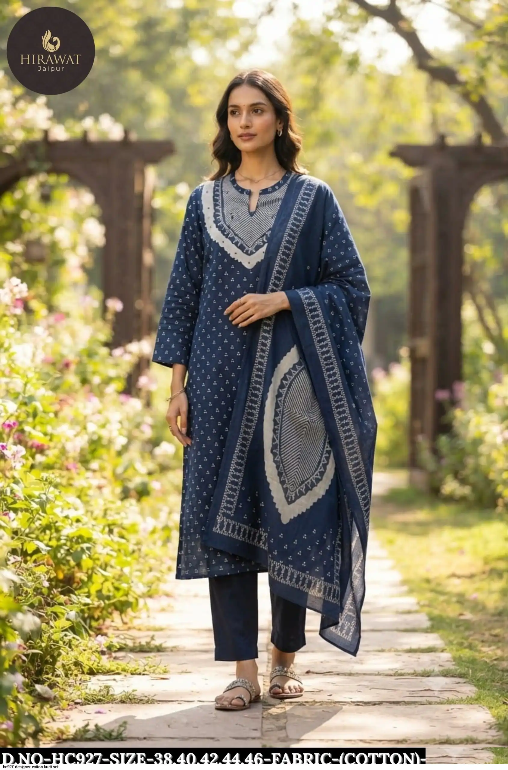 HC927 DESIGNER COTTON KURTI SET E