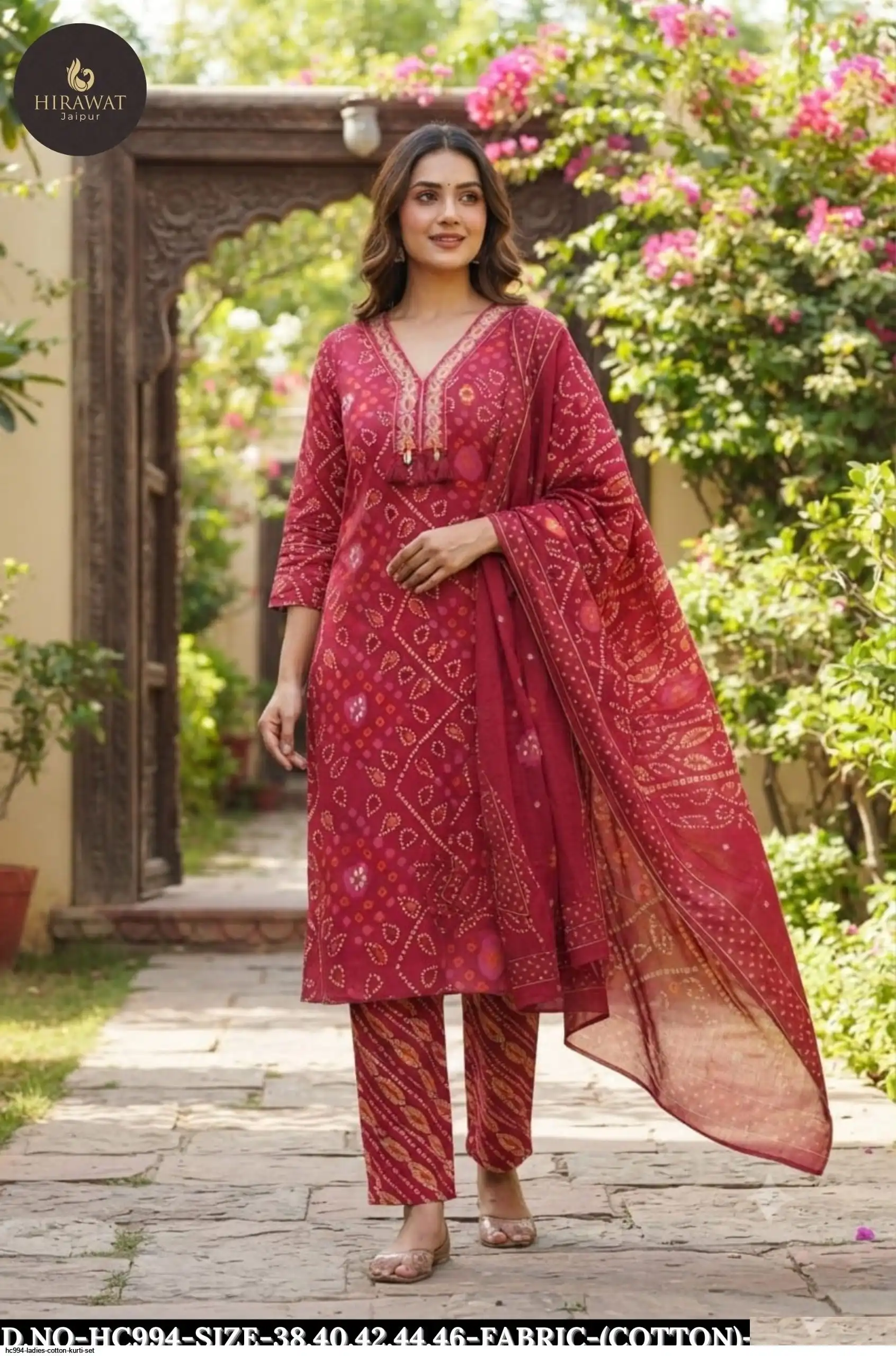 HC994 LADIES COTTON KURTI SET A