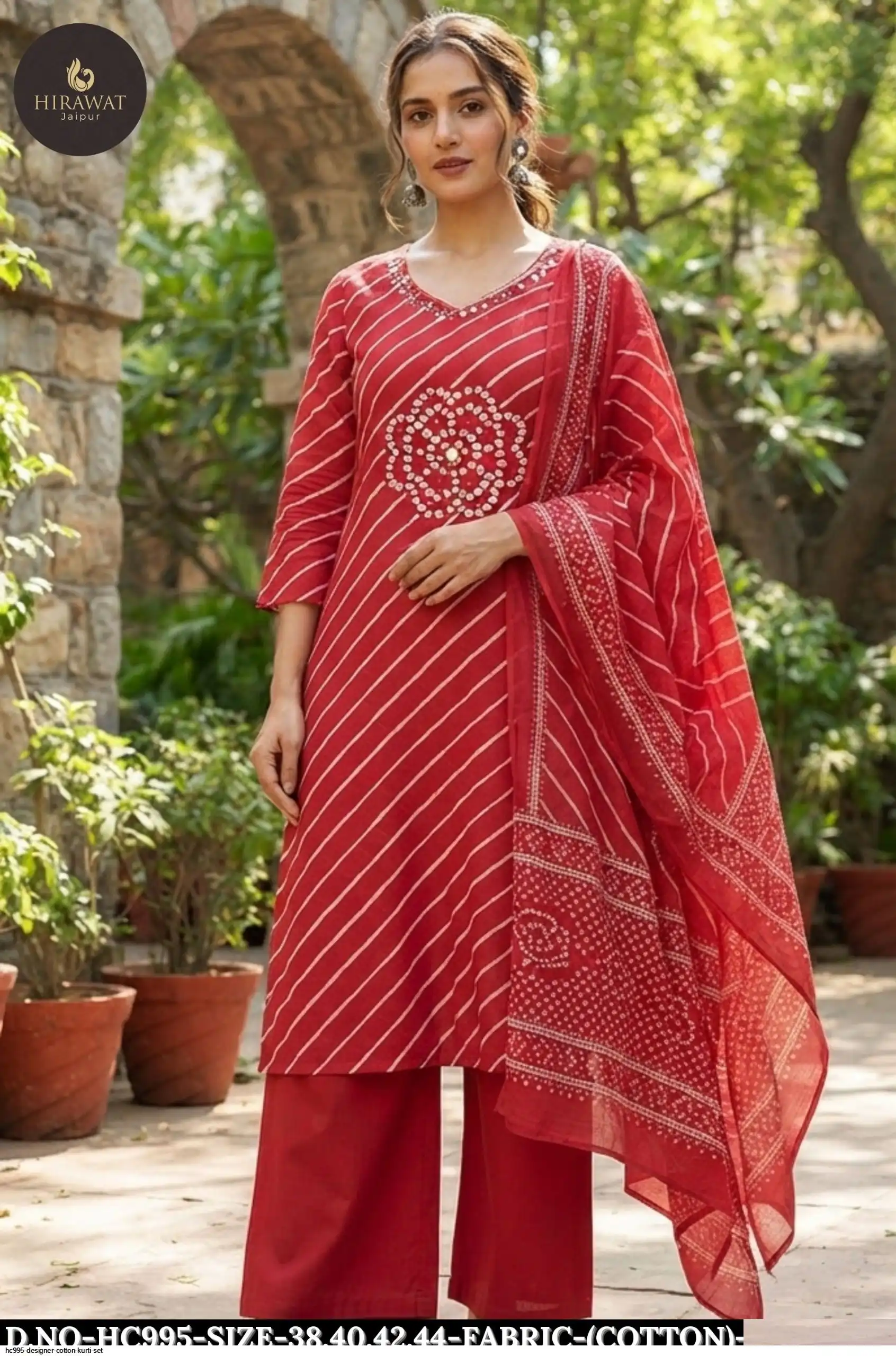 HC995 DESIGNER COTTON KURTI SET B