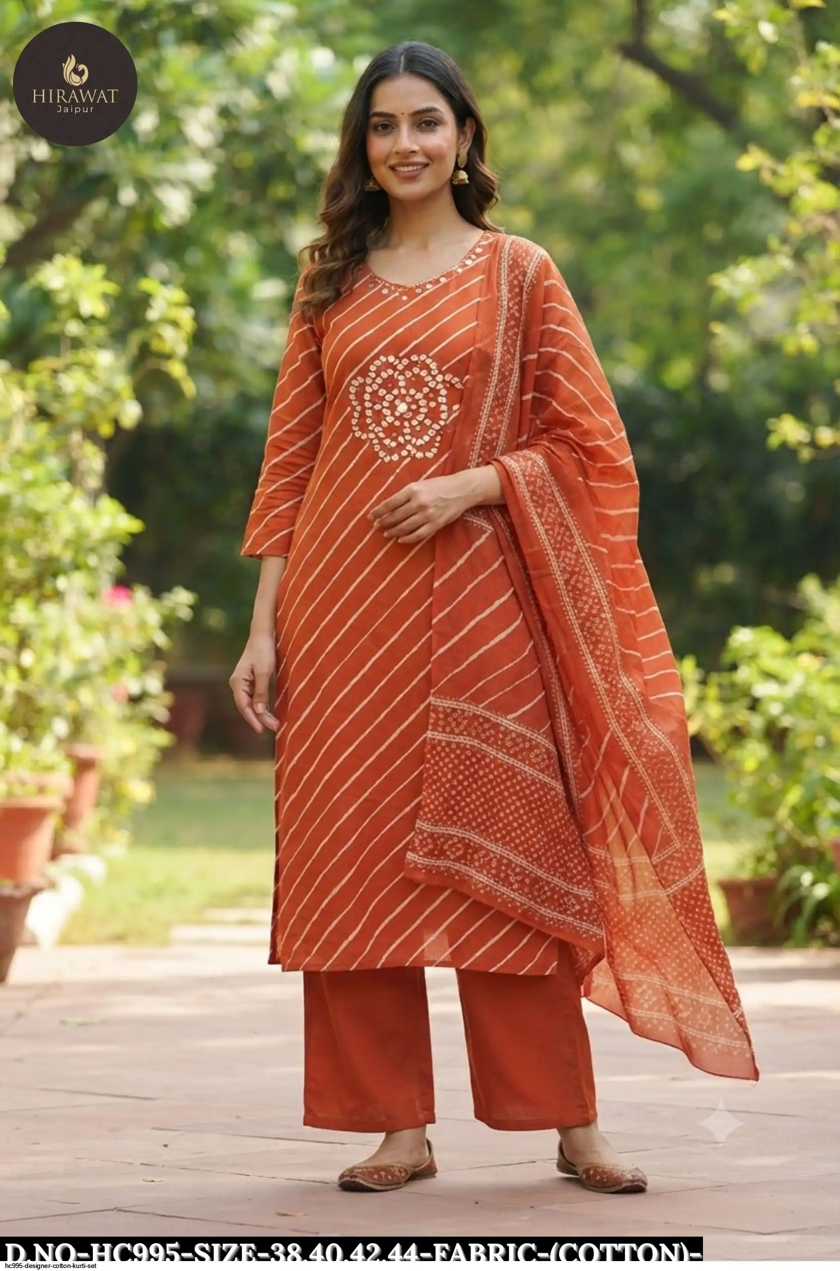 HC995 DESIGNER COTTON KURTI SET C