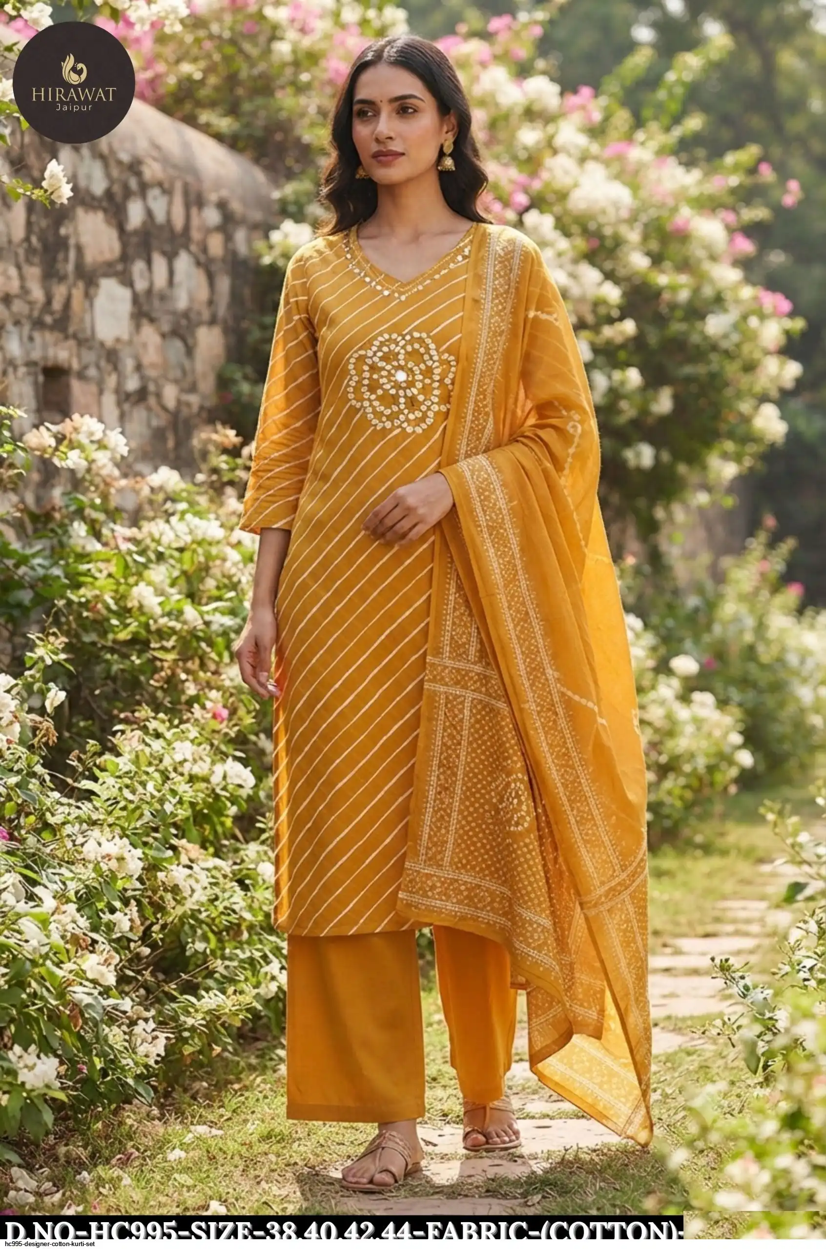 HC995 DESIGNER COTTON KURTI SET A