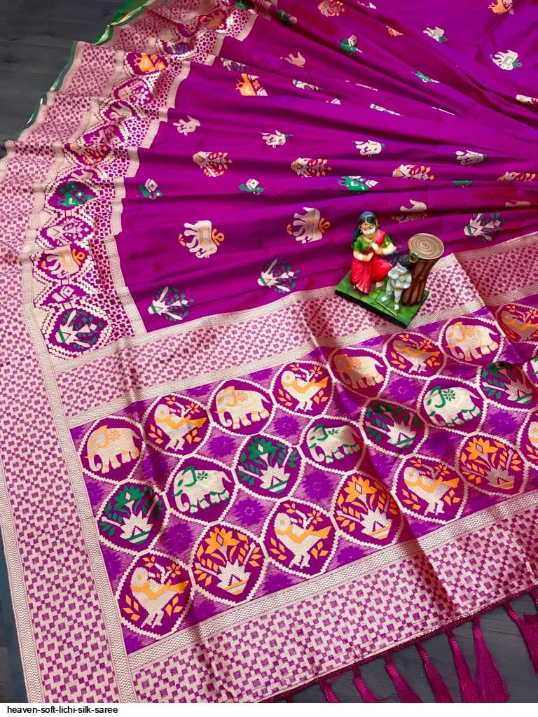 HEAVEN SOFT LICHI SILK SAREE H