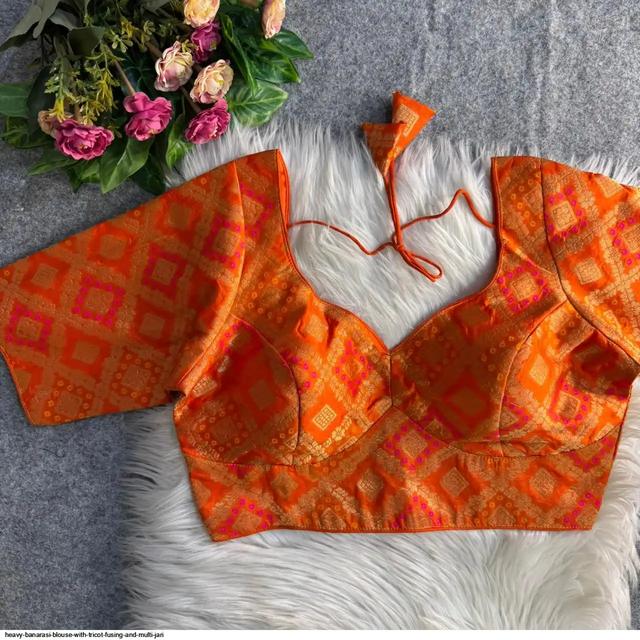 HEAVY BANARASI BLOUSE WITH TRICOT FUSING AND MULTI JARI H