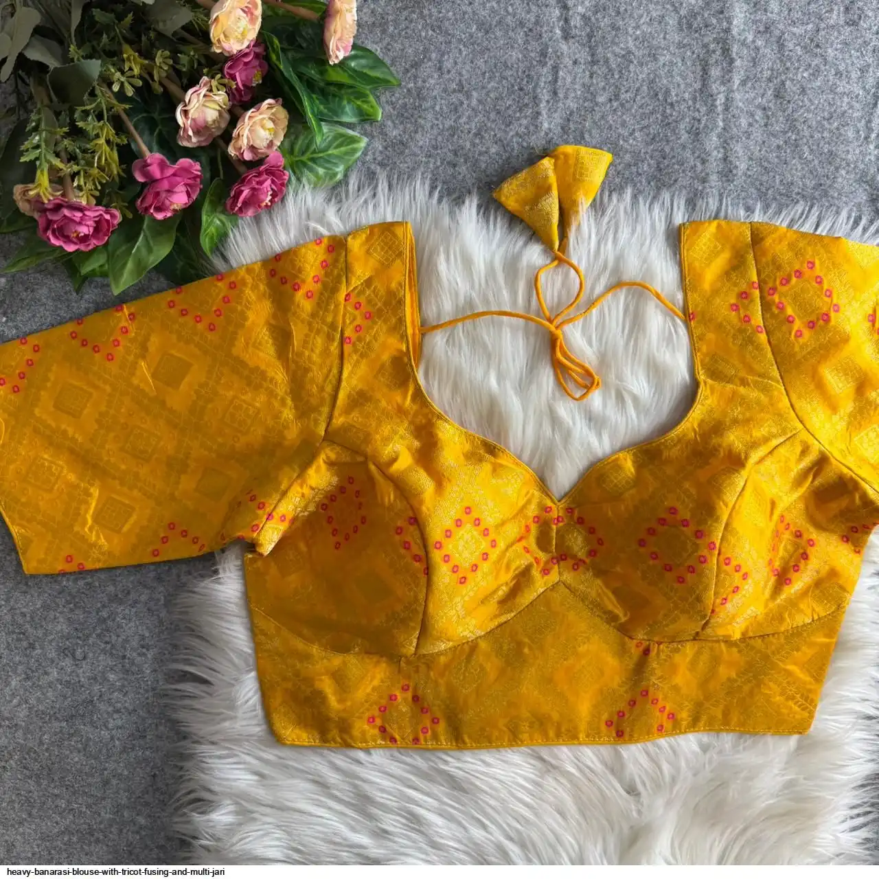 HEAVY BANARASI BLOUSE WITH TRICOT FUSING AND MULTI JARI D