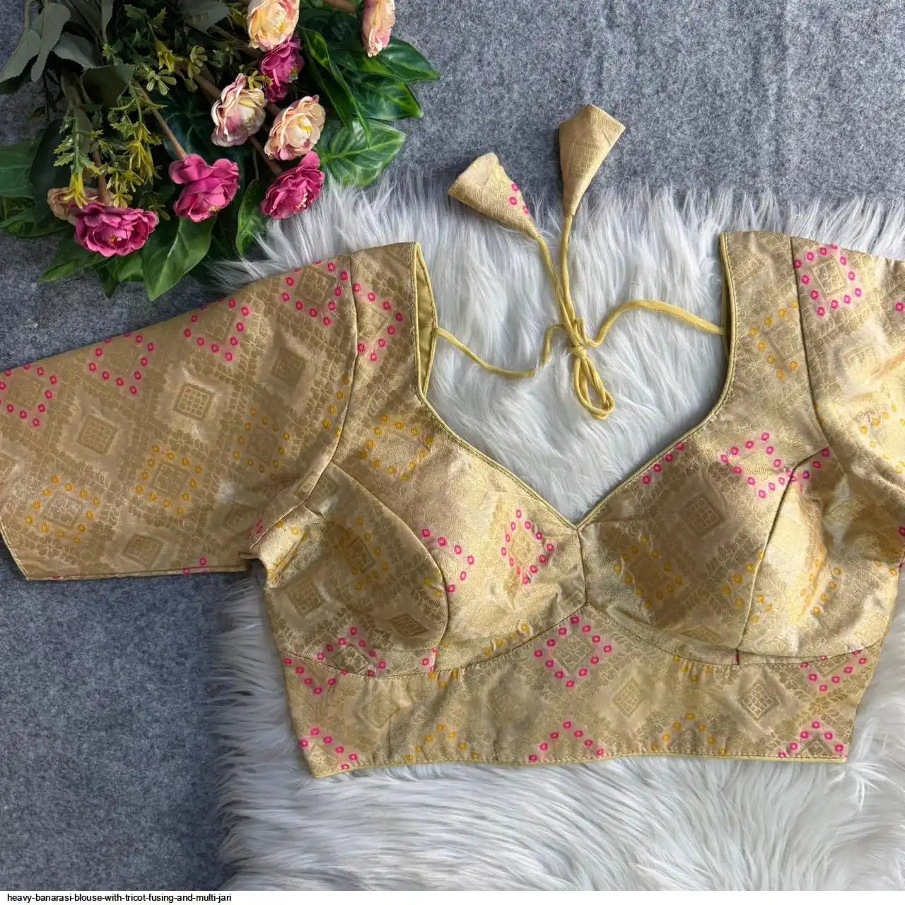HEAVY BANARASI BLOUSE WITH TRICOT FUSING AND MULTI JARI A