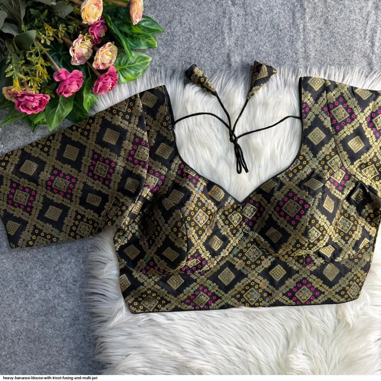 HEAVY BANARASI BLOUSE WITH TRICOT FUSING AND MULTI JARI B