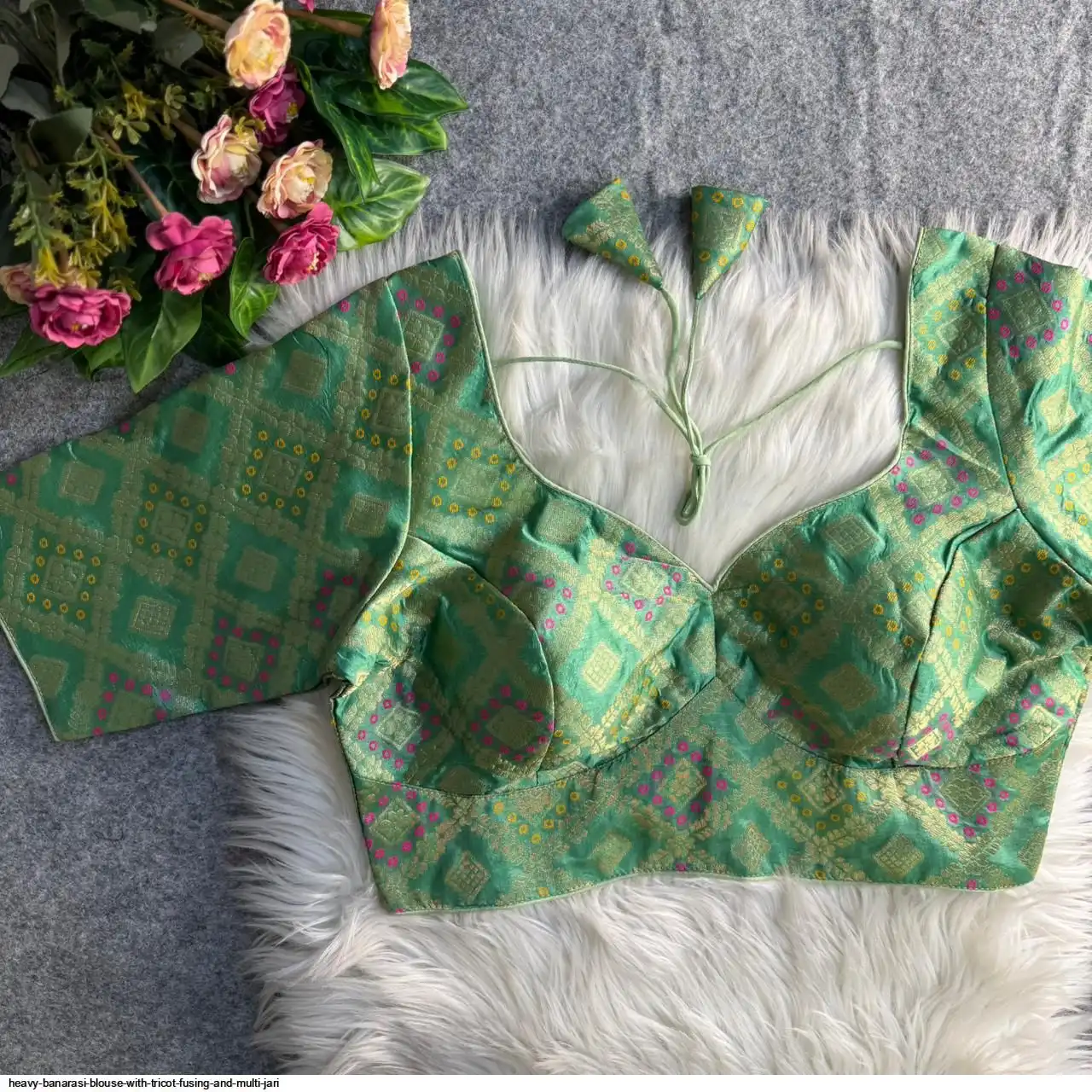 HEAVY BANARASI BLOUSE WITH TRICOT FUSING AND MULTI JARI J