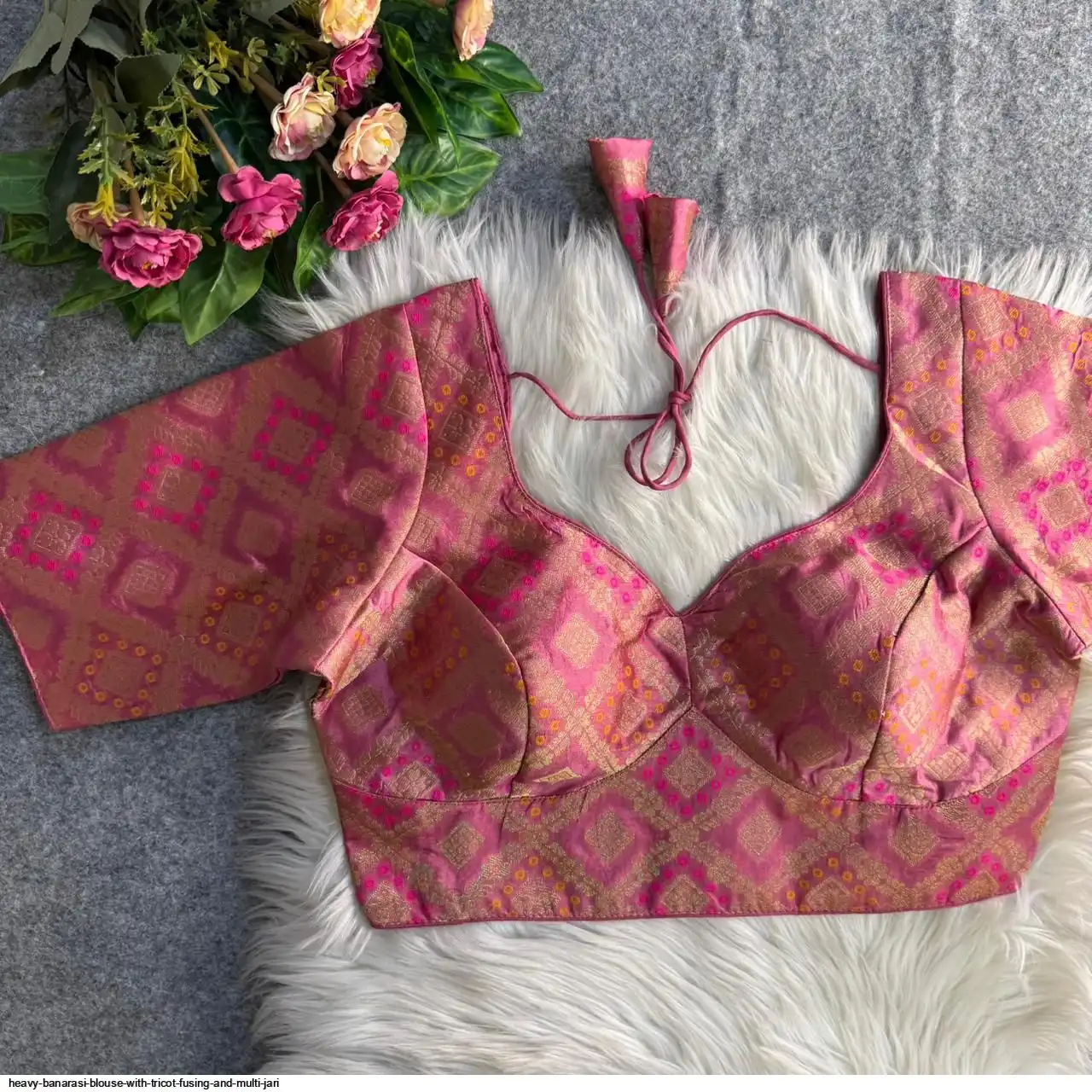 HEAVY BANARASI BLOUSE WITH TRICOT FUSING AND MULTI JARI L