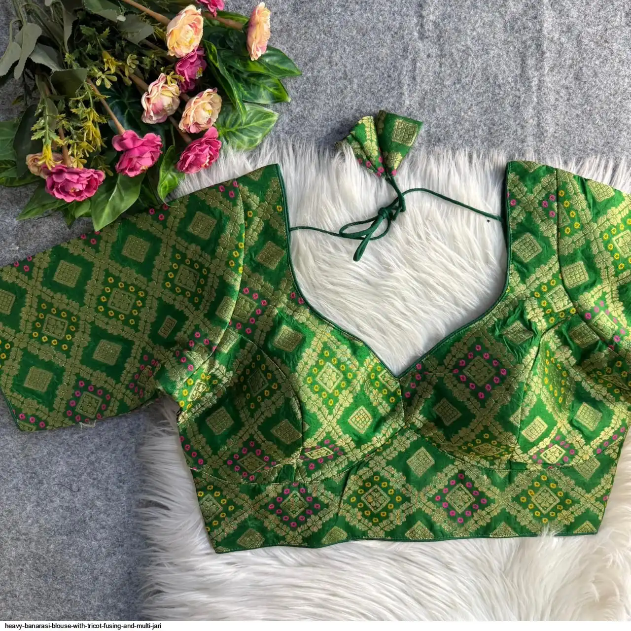 HEAVY BANARASI BLOUSE WITH TRICOT FUSING AND MULTI JARI I