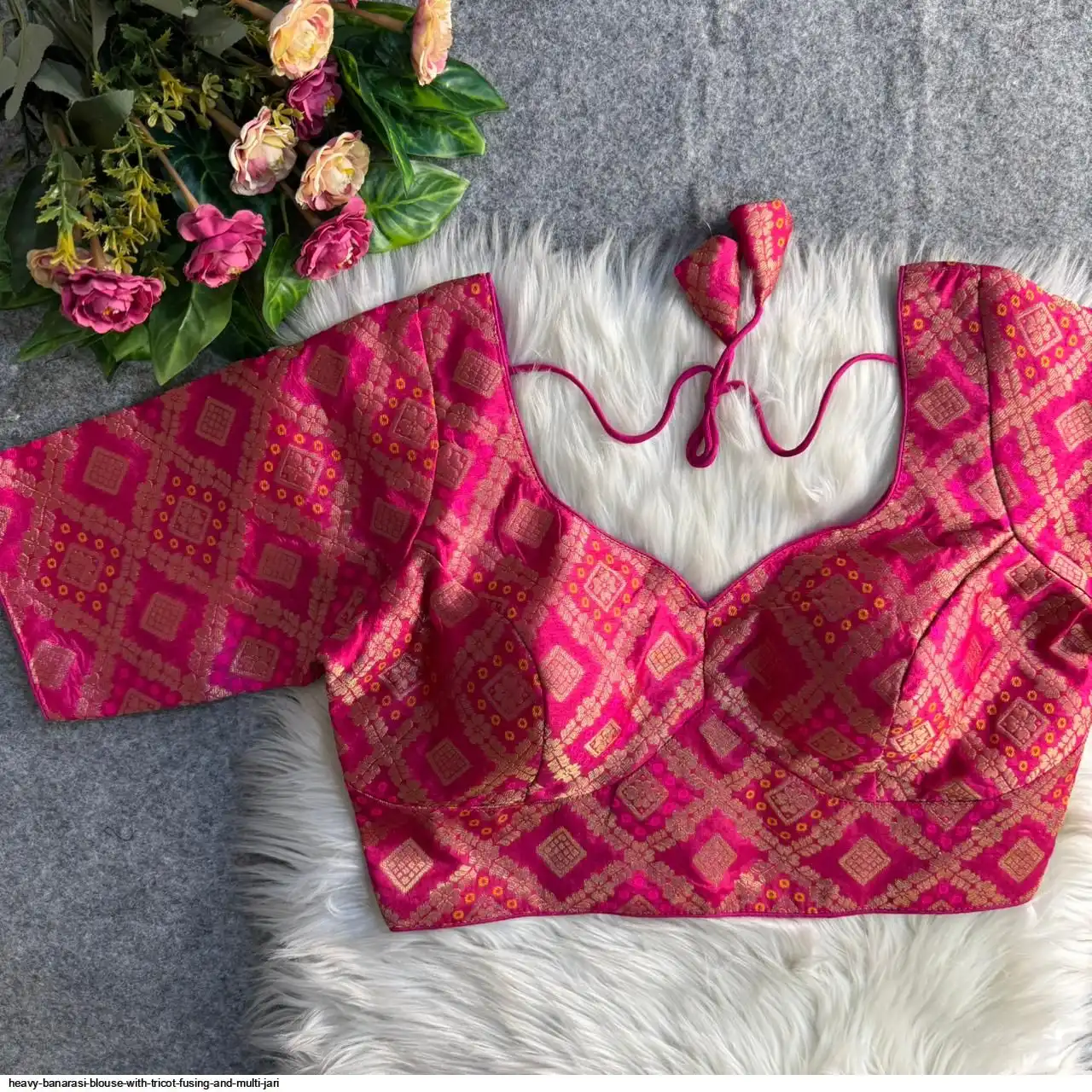 HEAVY BANARASI BLOUSE WITH TRICOT FUSING AND MULTI JARI K