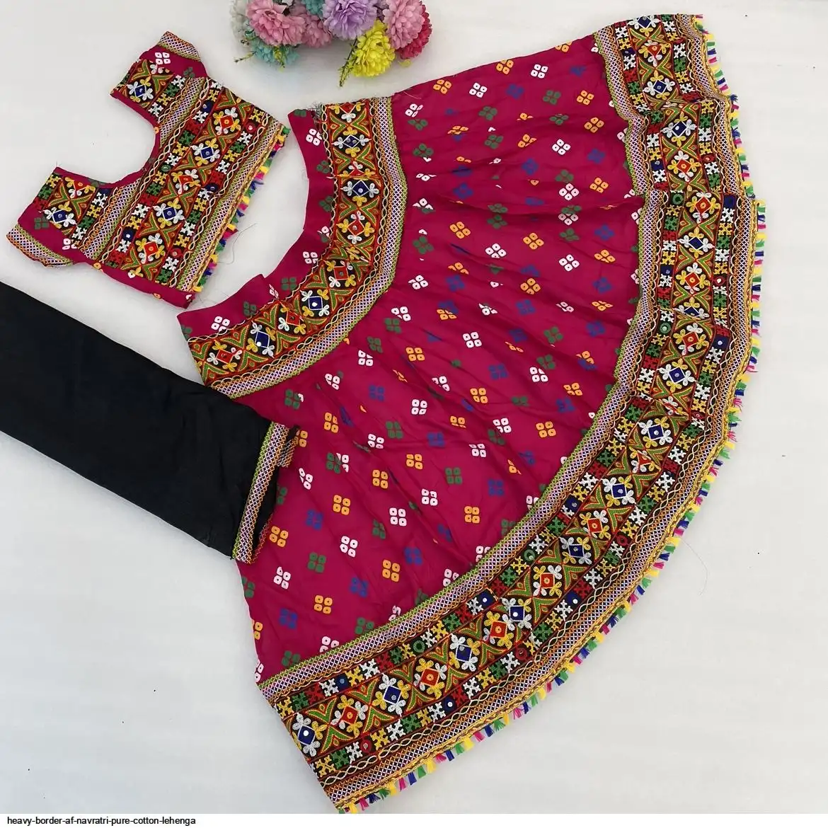 HEAVY BORDER AF NAVRATRI PURE COTTON LEHENGA 2
