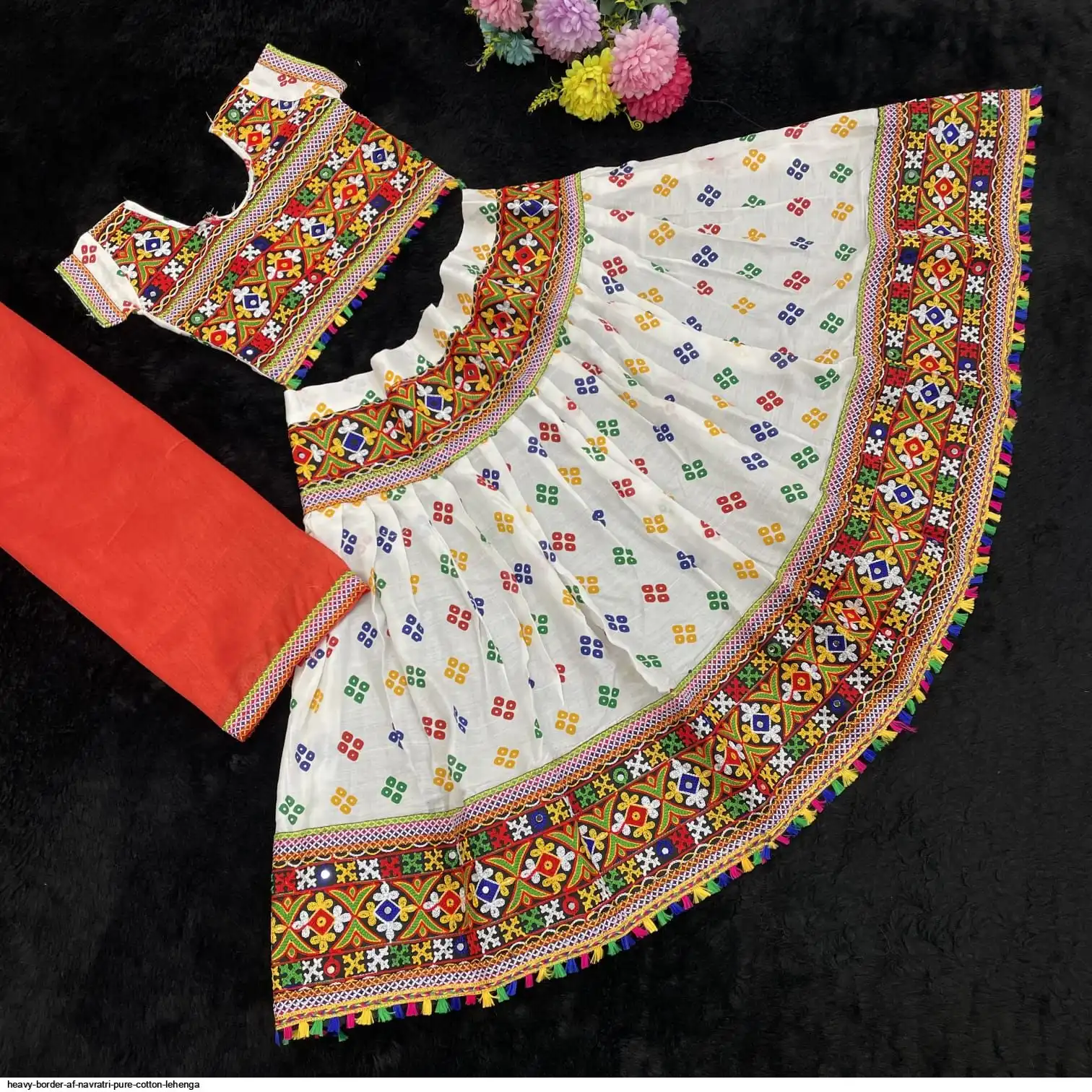 HEAVY BORDER AF NAVRATRI PURE COTTON LEHENGA 3
