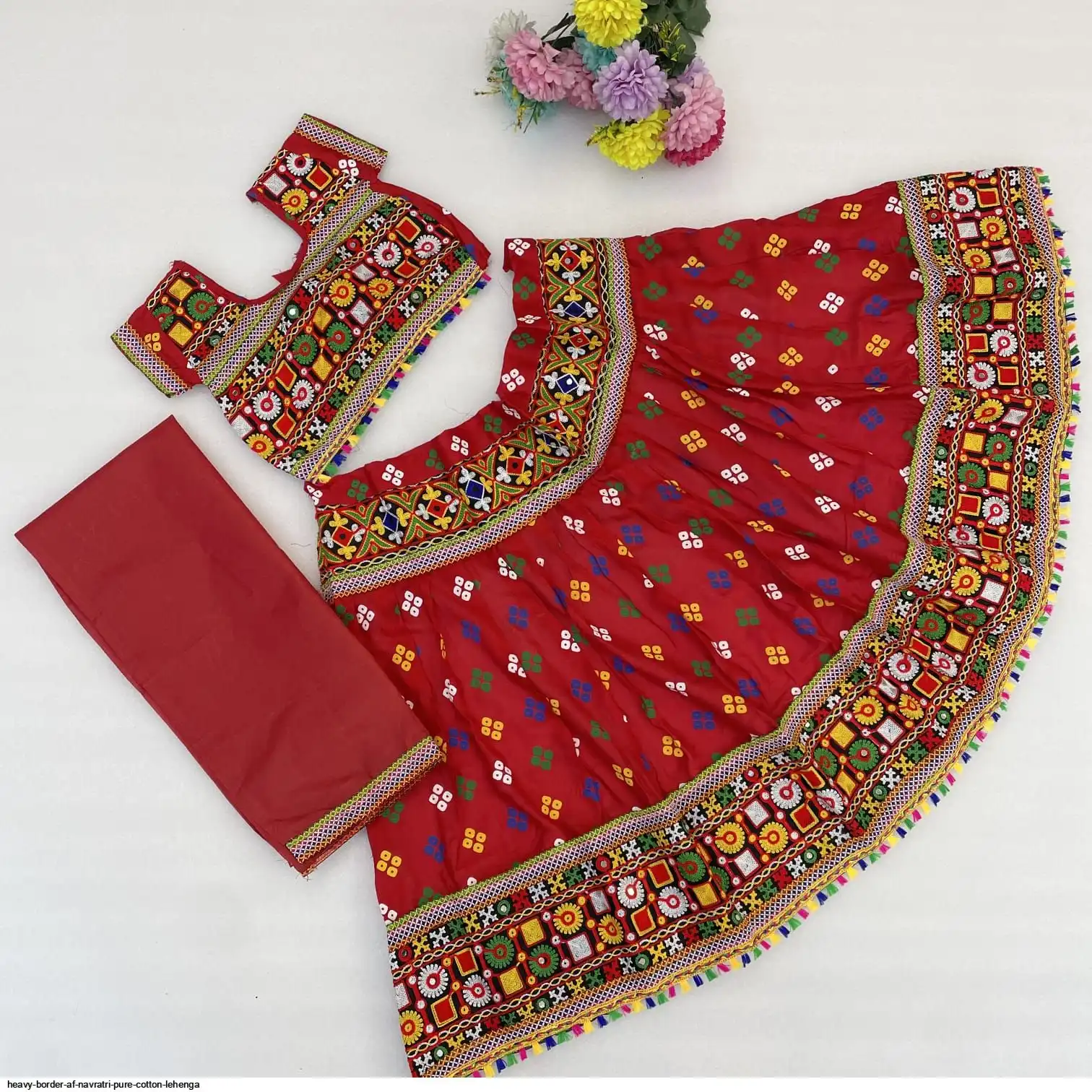 HEAVY BORDER AF NAVRATRI PURE COTTON LEHENGA 4