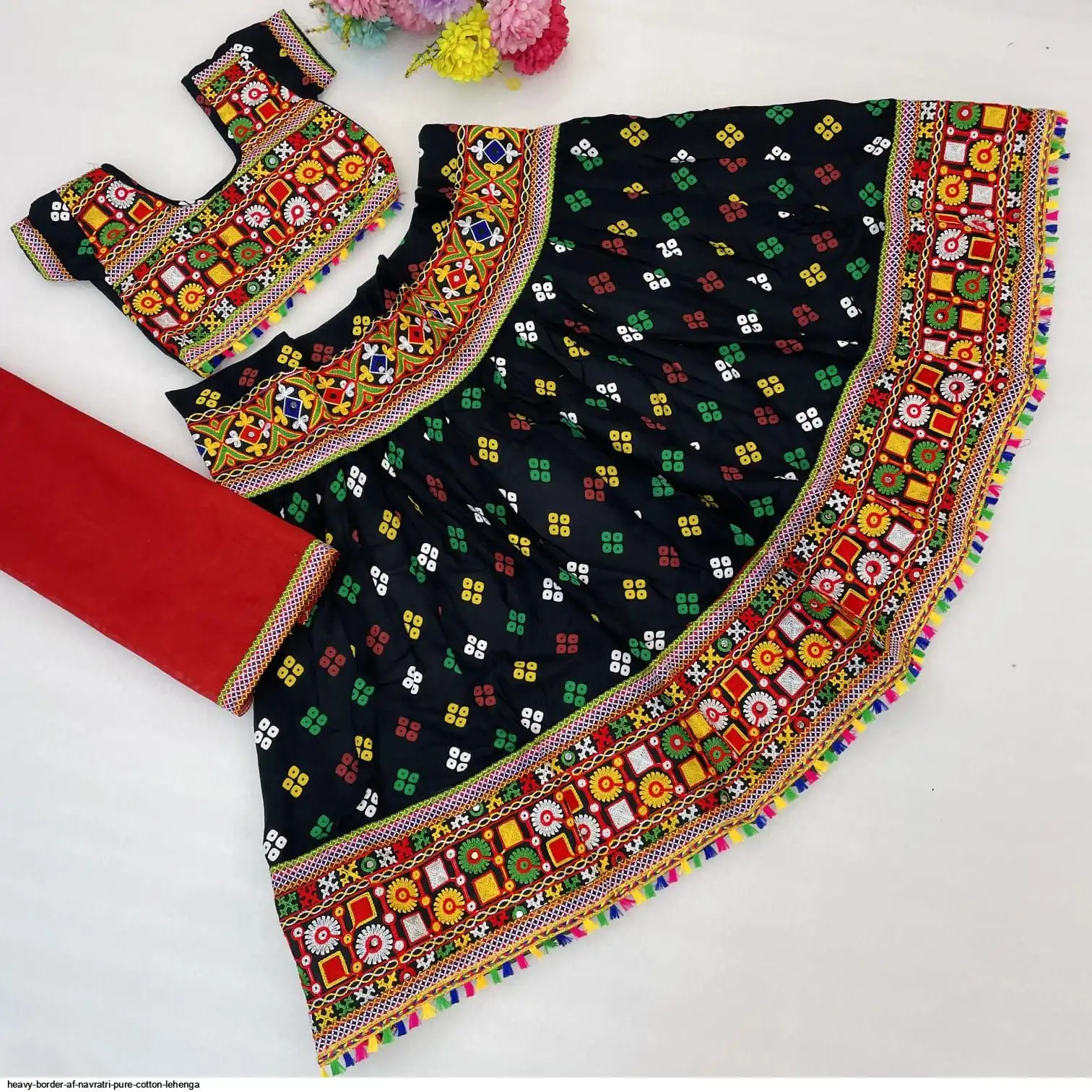 HEAVY BORDER AF NAVRATRI PURE COTTON LEHENGA 5
