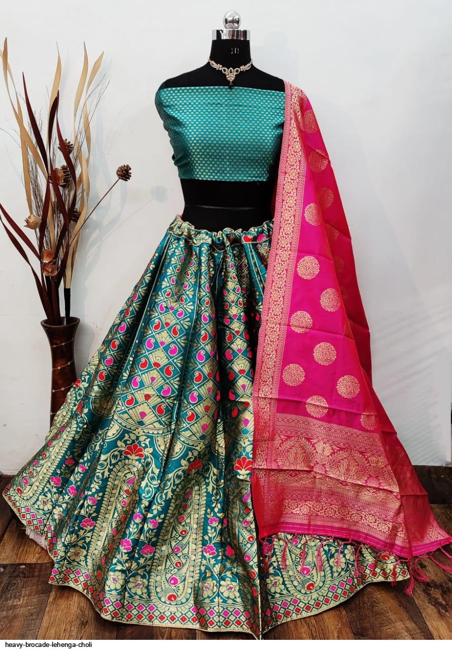 Beautiful brocade outlet lehenga choli dupatta