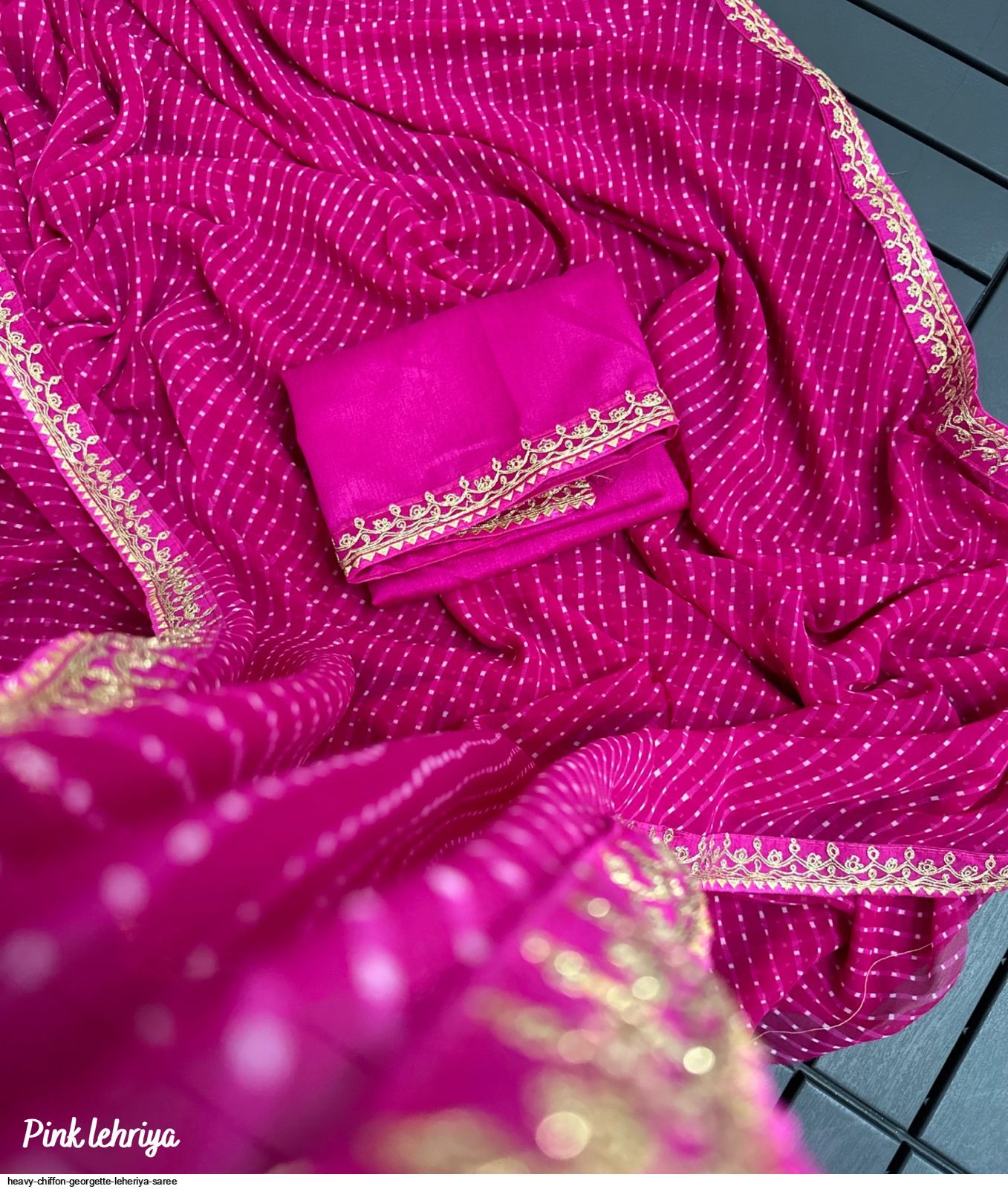 Leheriya Saree In Pink|Designer Saree|Shop Online At Jhakhas.Com