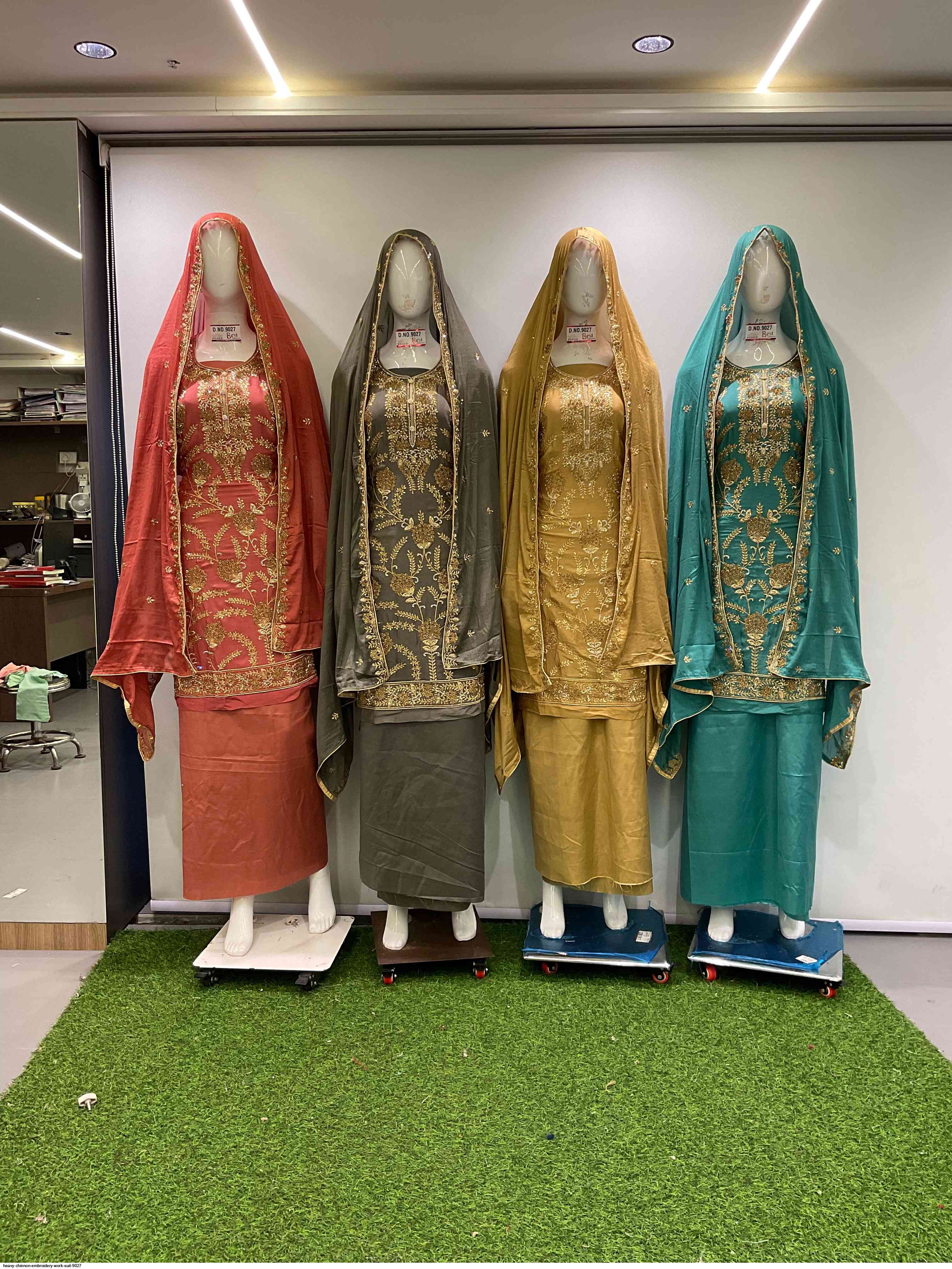 HEAVY CHINNON EMBROIDERY WORK SUIT 9027